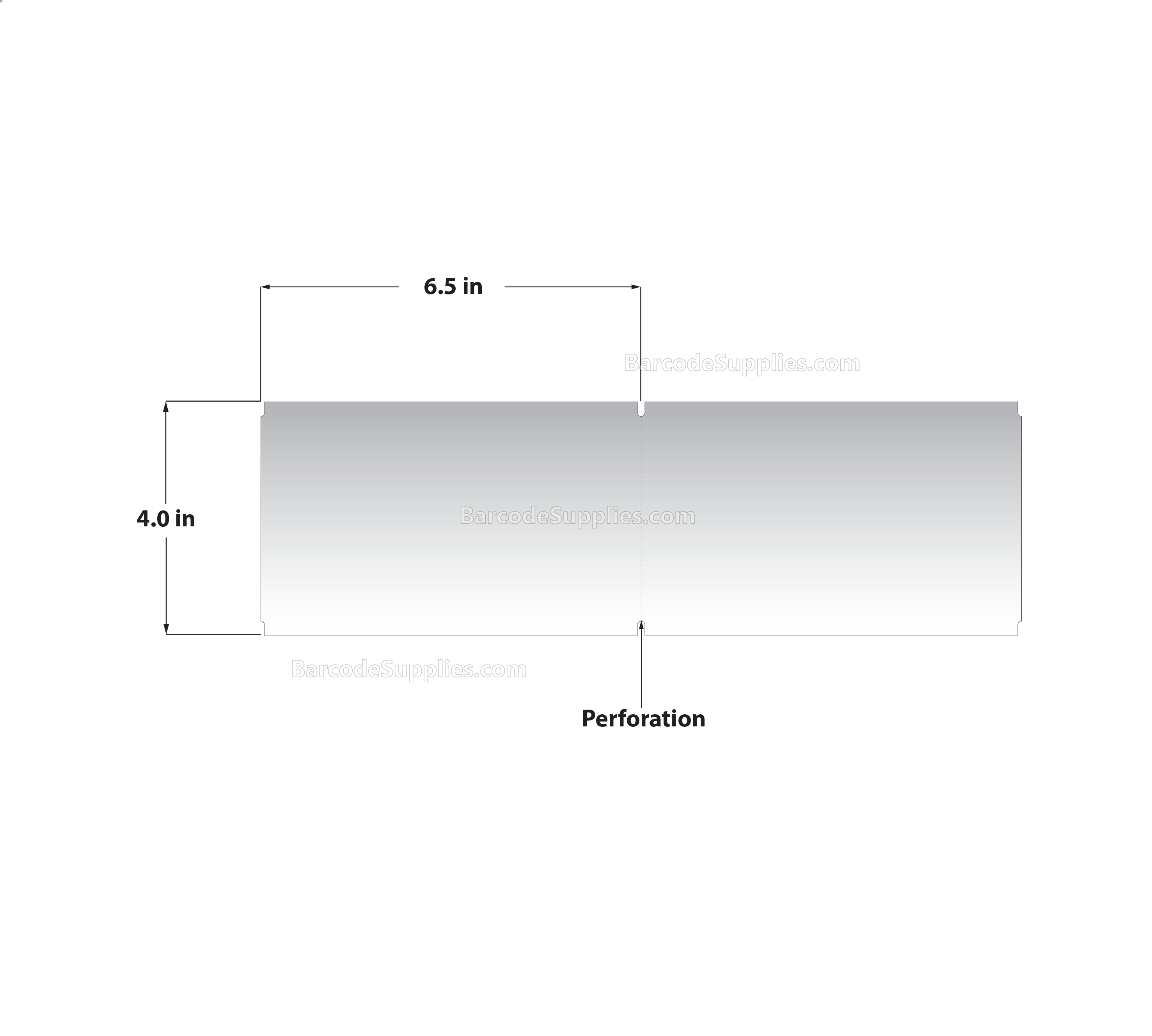 4 x 6.5 Thermal Transfer White Tags With No Adhesive - Perforated - 1000 Tags Per Stack - Carton Of 4 Stacks - 4000 Tags Total - MPN: RTAG-4-65-1000-FF