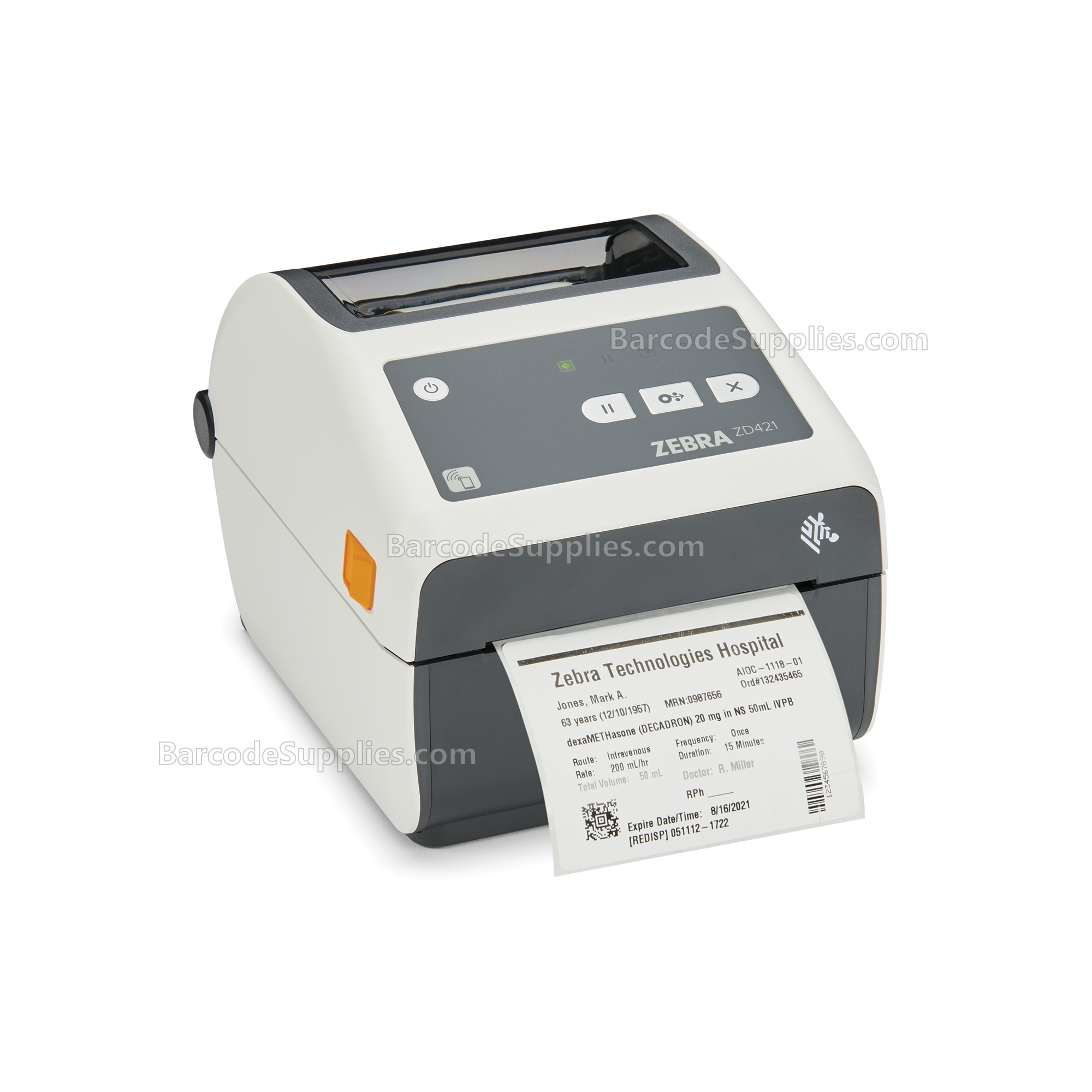 Zebra ZD421 Direct Thermal Printer - Healthcare, 203 dpi, USB, USB Host, Modular Connectivity Slot, 802.11ac, BT4, USA/Canada, US Cord, Swiss Font, EZPL - MPN: ZD4AH42-D01W01EZ