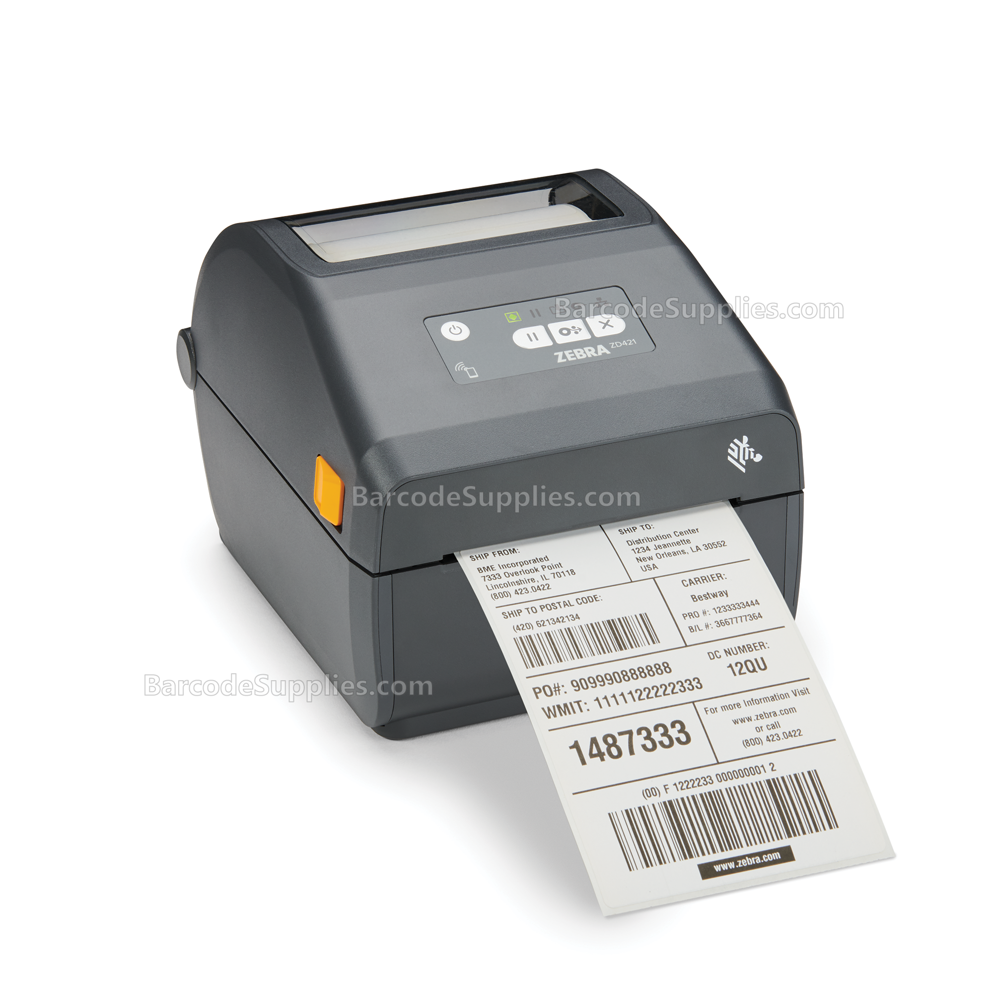 Zebra ZD421 Direct Thermal Printer - 203 dpi, USB, USB Host, Modular Connectivity Slot, BTLE5, US Cord, Swiss Font, EZPL,TAA - MPN: ZD4A042-D01M00GA