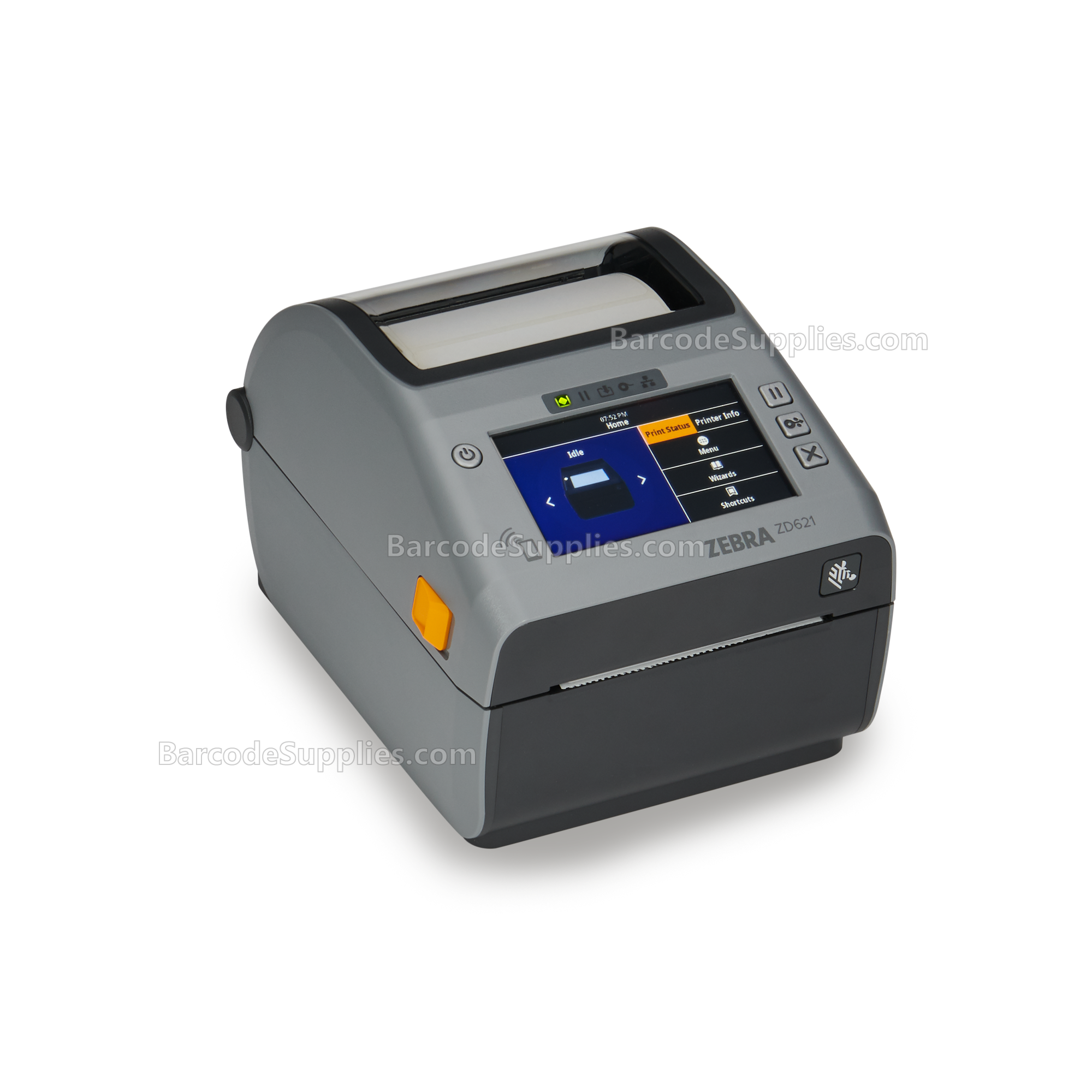 Zebra Direct Thermal Printer ZD621; Color Touch LCD, 203 dpi, USB, USB Host, Ethernet, Serial, 802.11ac, BT4, USA/Canada, Linerless with Cutter and Label Taken Sensor, US Cord, Swiss Font, EZPL
