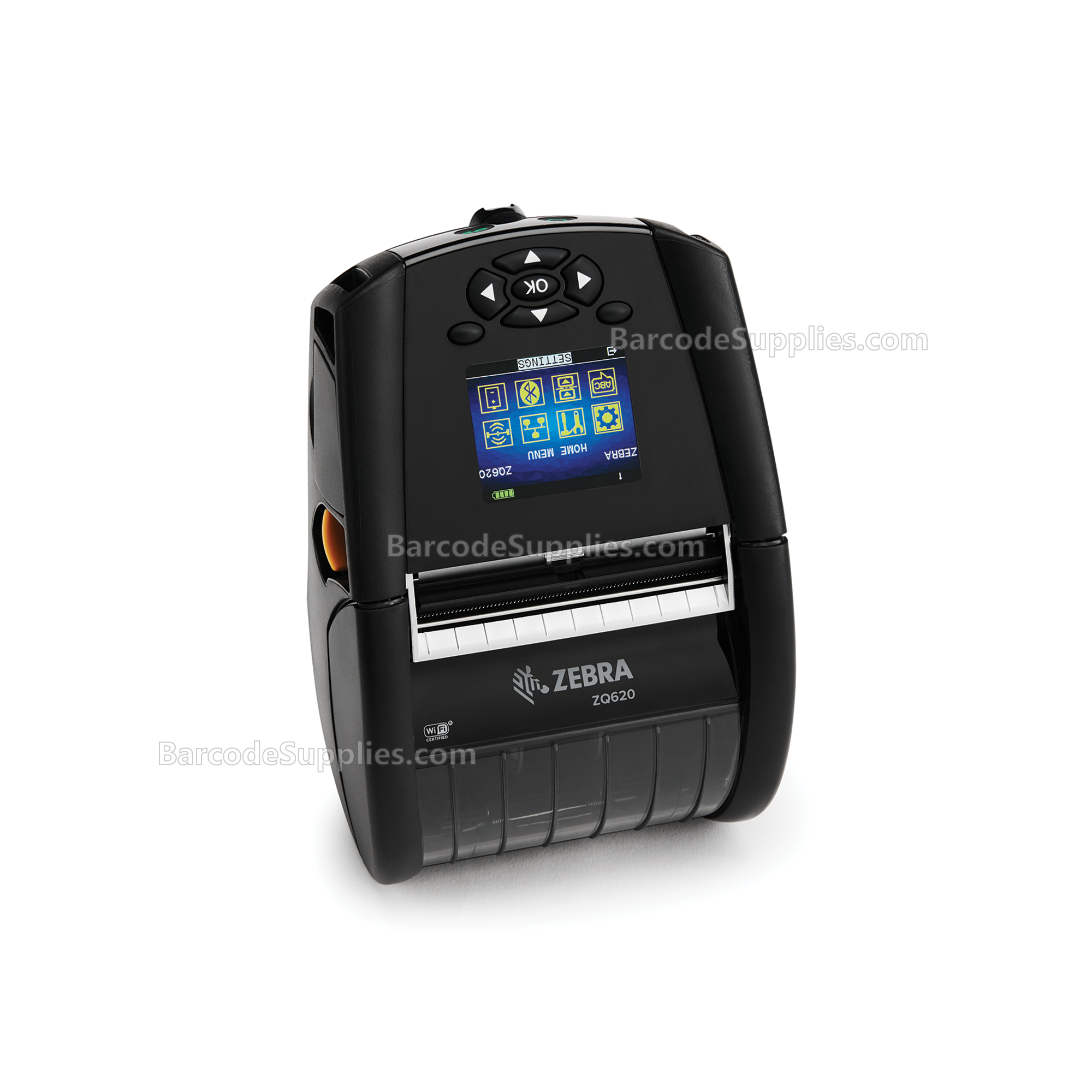 Zebra DT Printer ZQ620 3/72mm; English fonts,Dual 802.11AC / BT4.x, Linered platen, 0.75 core, Group 0, Belt clip