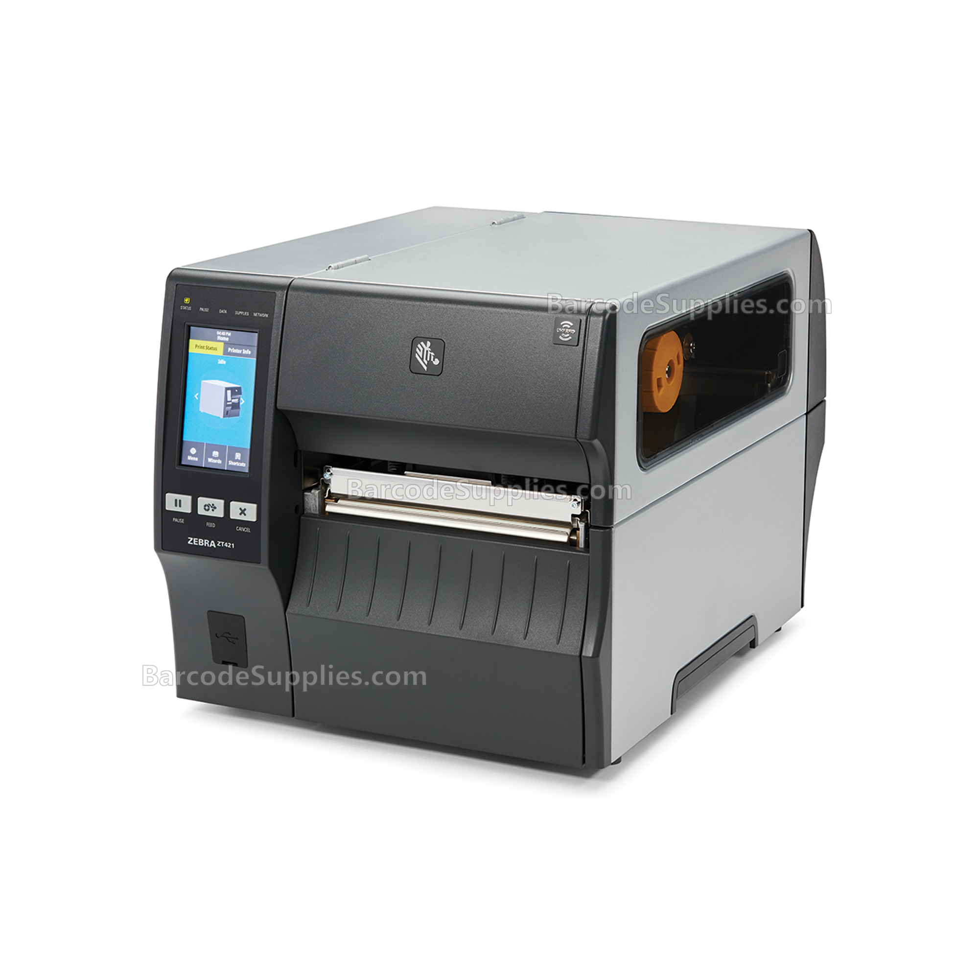 Zebra ZT421 Thermal Transfer Printer - 300 dpi, US Cord, Serial, USB, 10/100 Ethernet, Bluetooth 4.1/MFi, USB Host, EZPL - MPN: ZT42163-T010000Z
