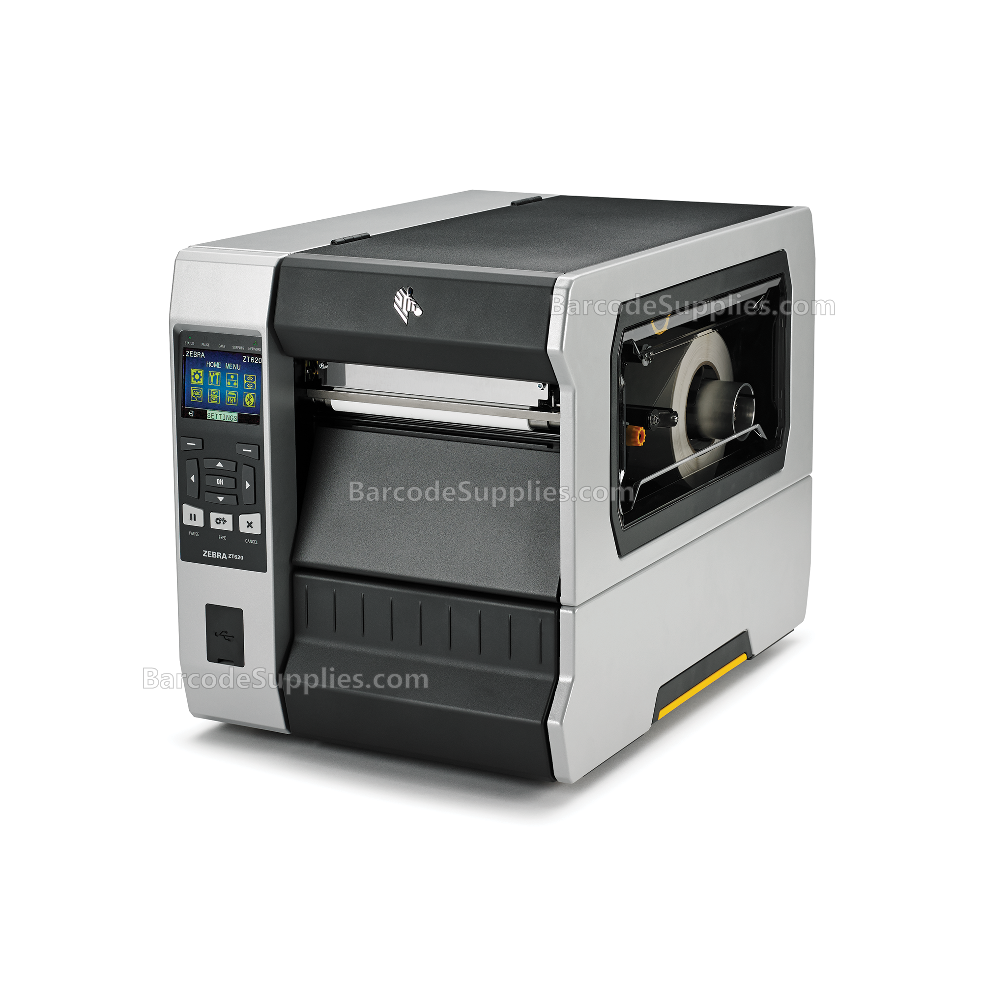 Zebra ZT620 Thermal Transfer Printer - 300 dpi, US Cord, Serial, USB, Gigabit Ethernet, Bluetooth 4.0, USB Host, Rewind, Color, ZPL - MPN: ZT62063-T210100Z