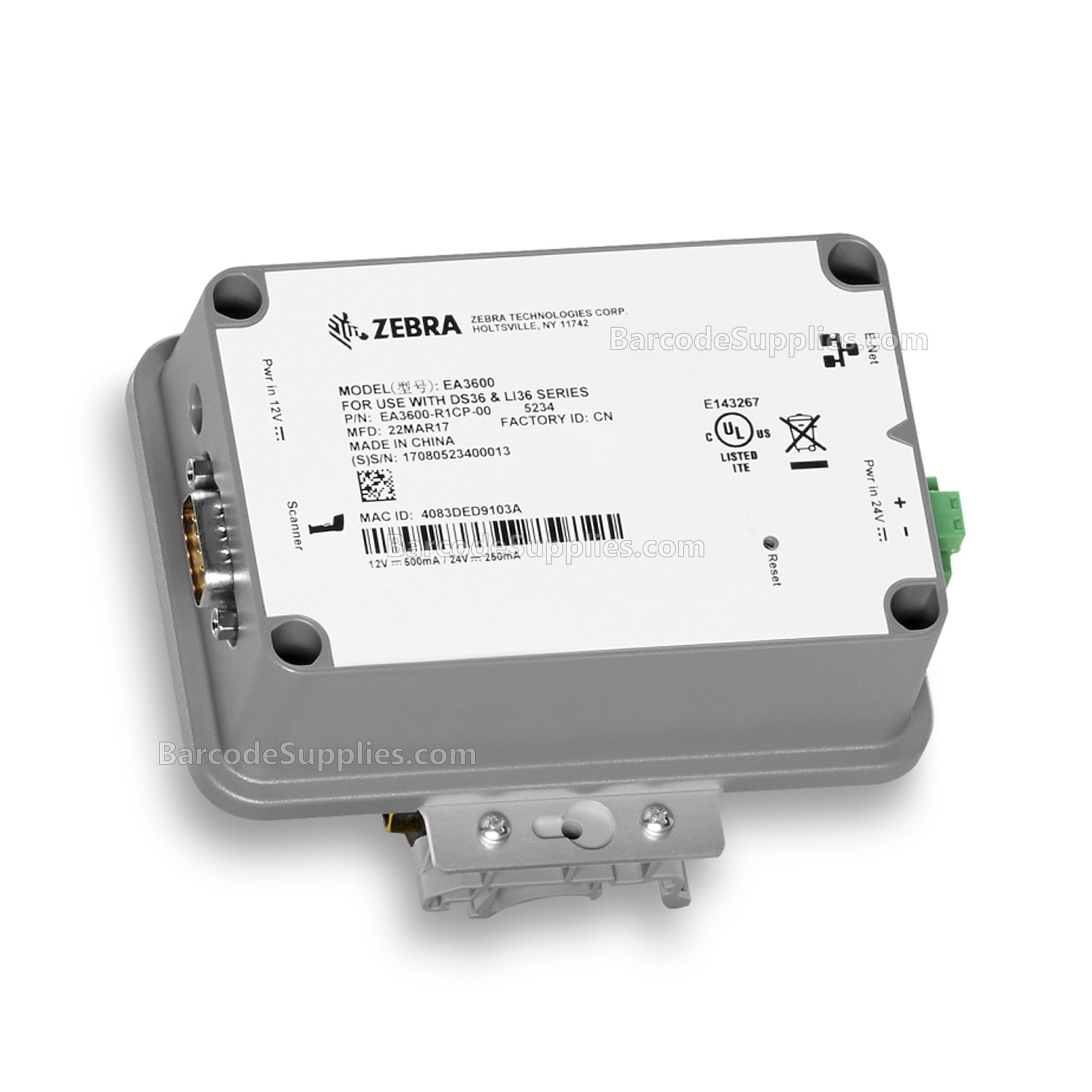 Zebra EA3600 Siemens Ethernet STB Cradle Kit: EA3600-S1CM-00 (PROFINET, MODBUS TCP & TCP/IP), STB3678-C100F3WW, CBA-RF5S07ZAR, 3600 & Other Select Scanners (No Scanner include)