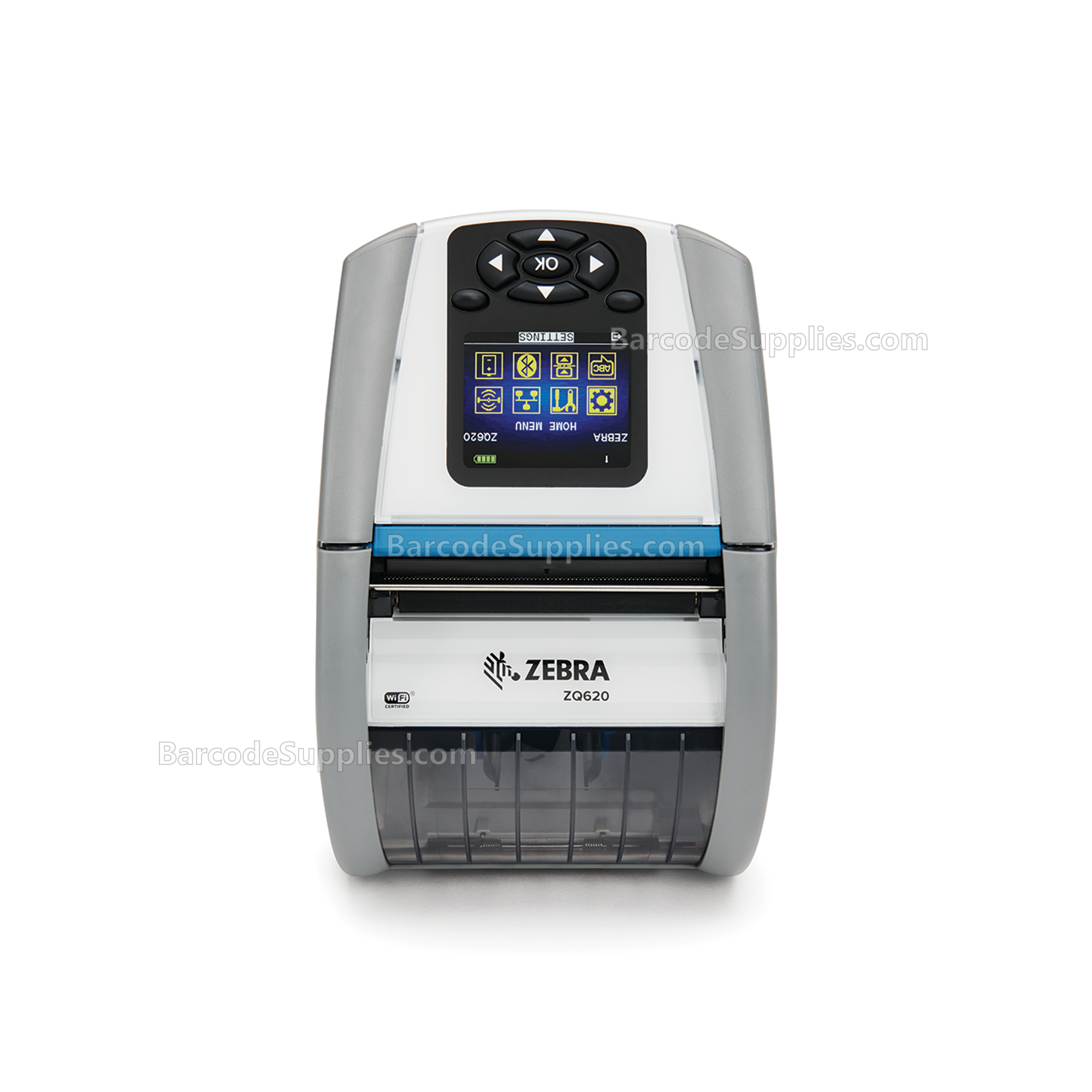 Zebra DT Printer ZQ620 Plus 3/72mm Healthcare; English fonts, Dual 802.11AC/BT4.x, Linered Platen, 0.75 core, Group 0, Belt Clip, No Battery Pack