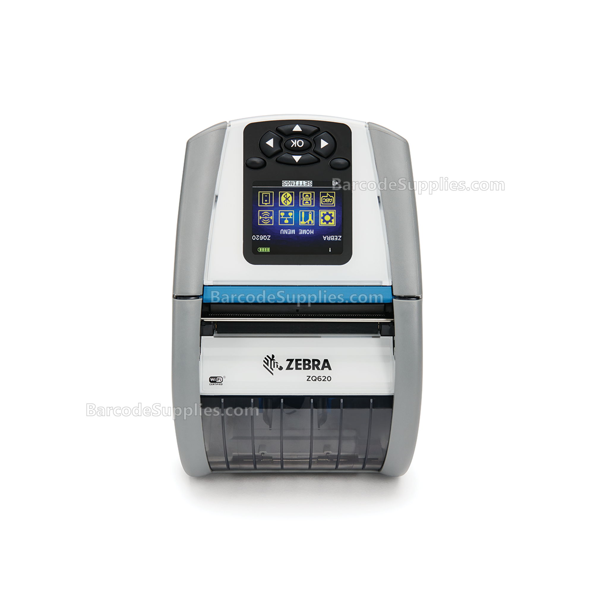 Zebra DT Printer ZQ620 Plus 3/72mm Healthcare; English fonts,Dual 802.11AC / BT4.x, Linered platen, 0.75 core, Group 0, Belt clip