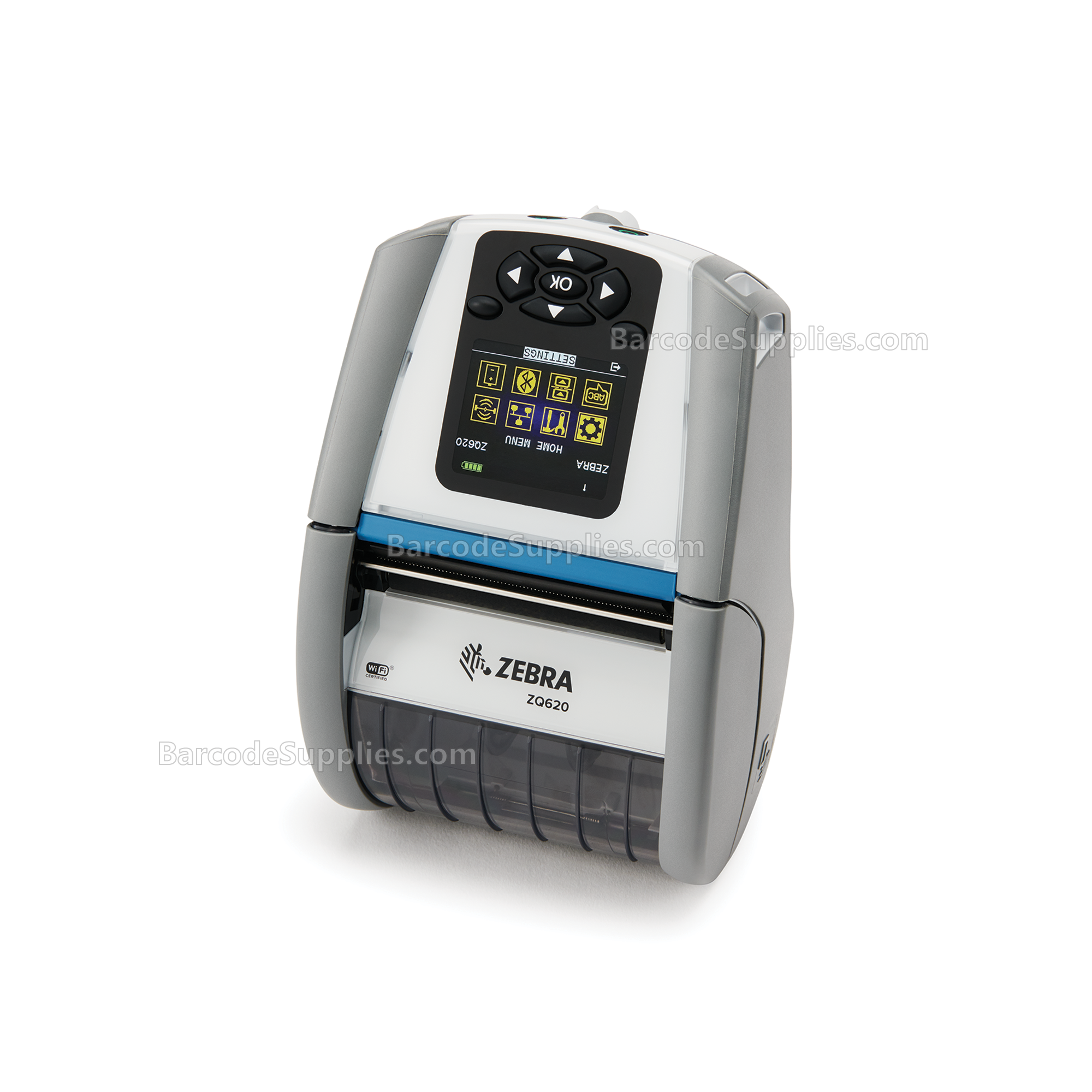 Zebra DT Printer ZQ620 Plus 3/72mm Healthcare; English fonts, Bluetooth 4.x, Linered Platen, 0.75 core, Group 0, Belt Clip, No Battery Pack