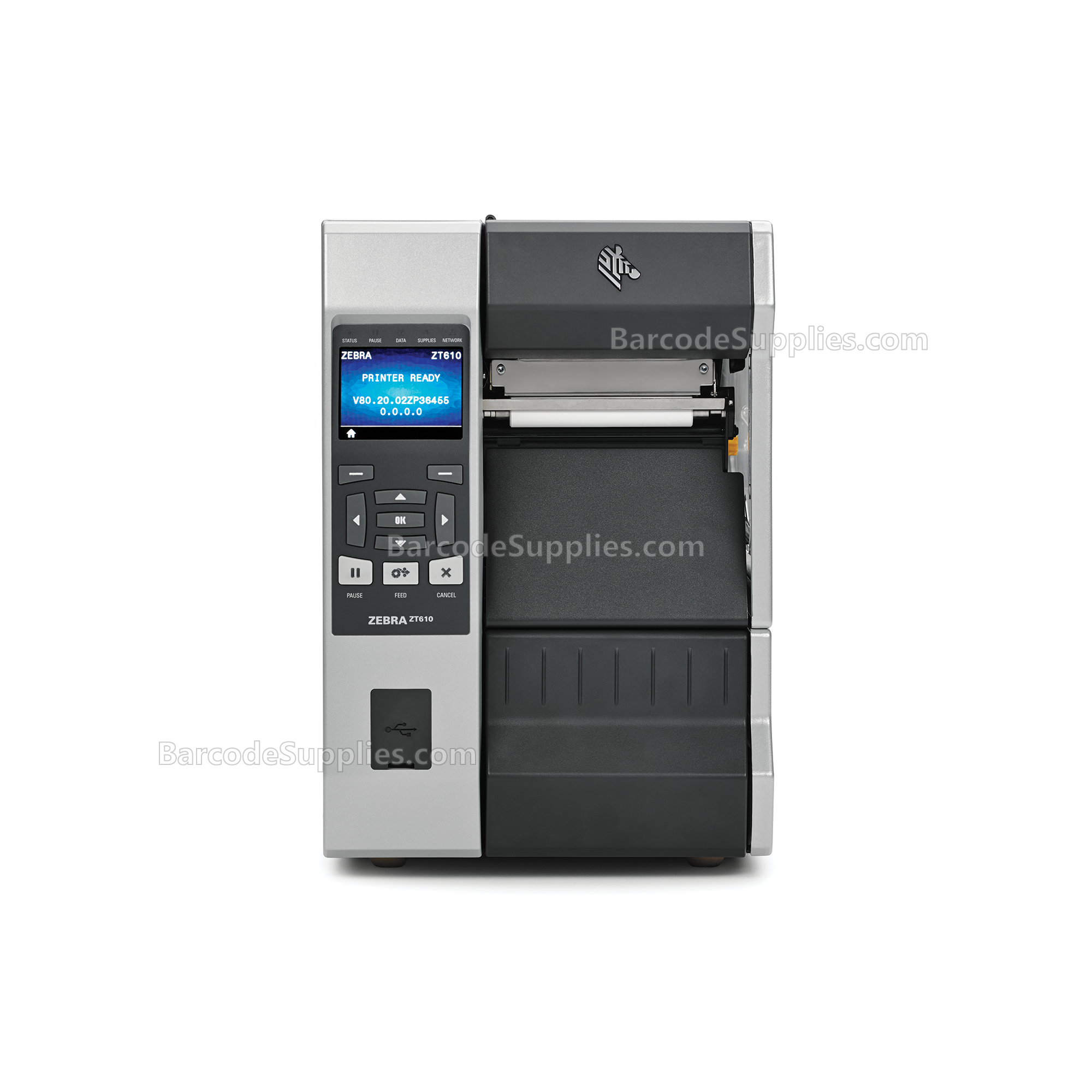 Zebra TT Printer ZT610; 4, 203 dpi, US Cord, Serial, USB, Gigabit Ethernet, Bluetooth 4.1, USB Host, Tear, Color Touch, ZPL