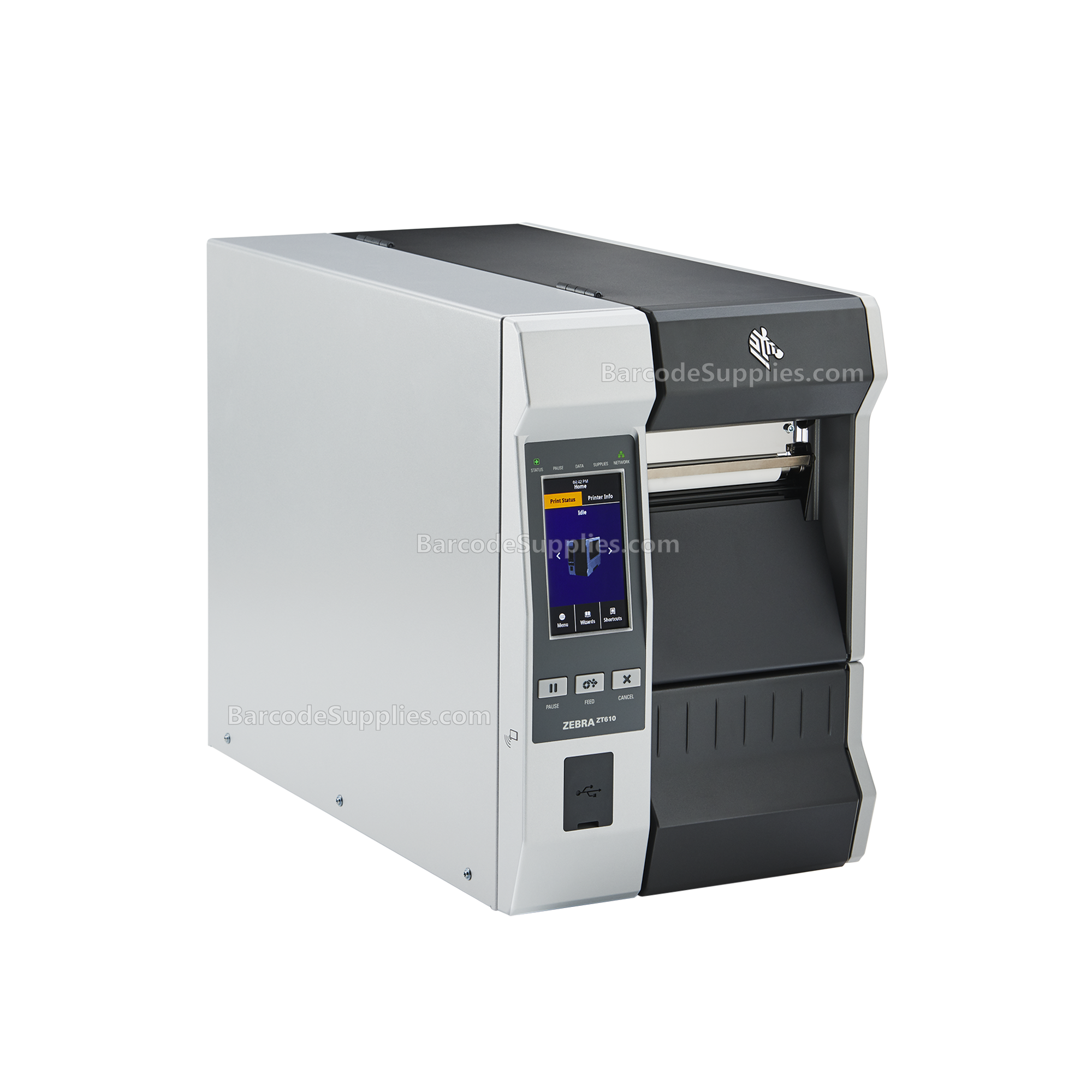 Zebra TT Printer ZT610; 4, 300 dpi, US Cord, Serial, USB, Gigabit Ethernet, Bluetooth 4.0, USB Host, Rewind, Color Touch, ZPL