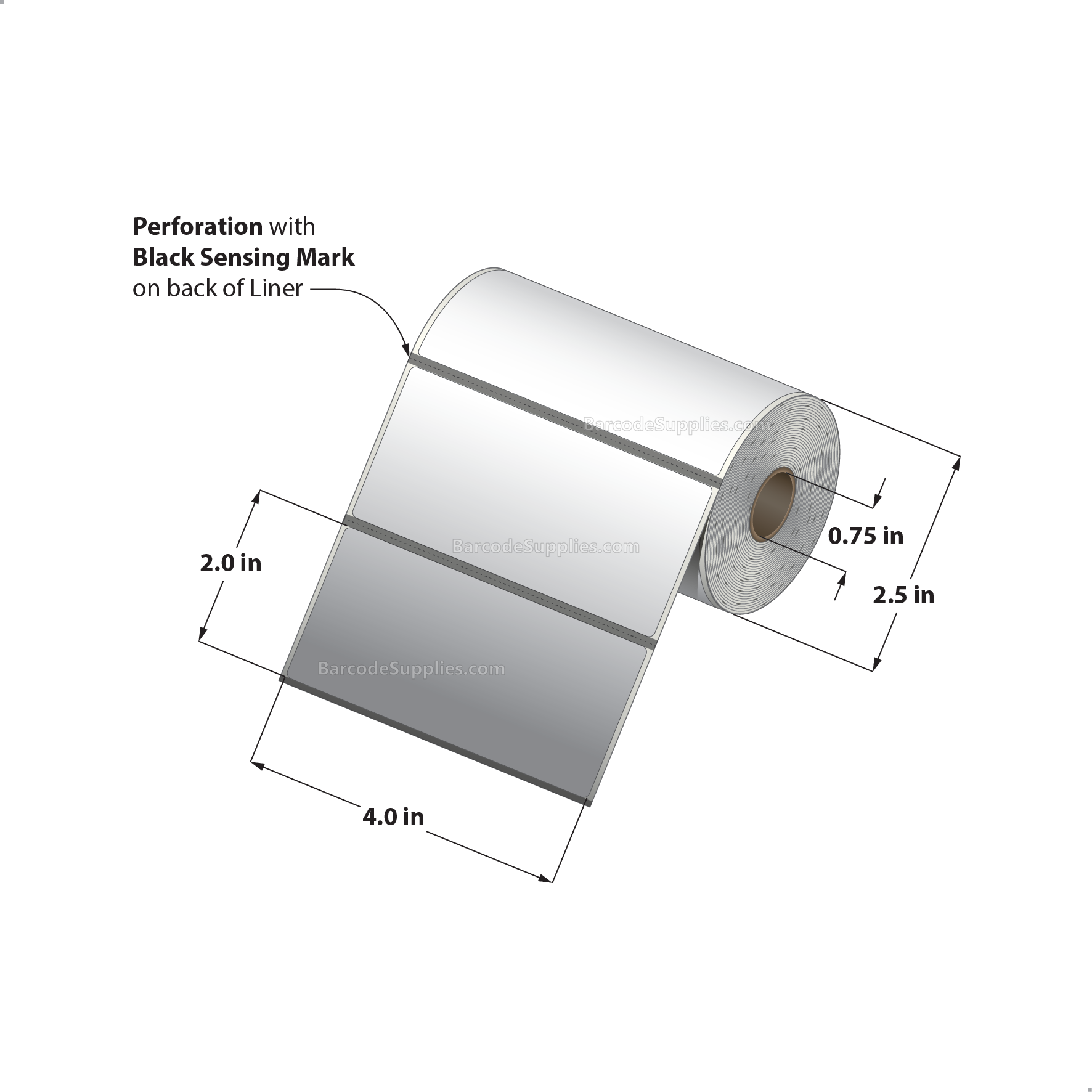 4 x 2 Direct Thermal White Labels With Acrylic Adhesive - Perforated - 300 Labels Per Roll - Carton Of 36 Rolls - 10800 Labels Total - MPN: RD-4-2-300-075