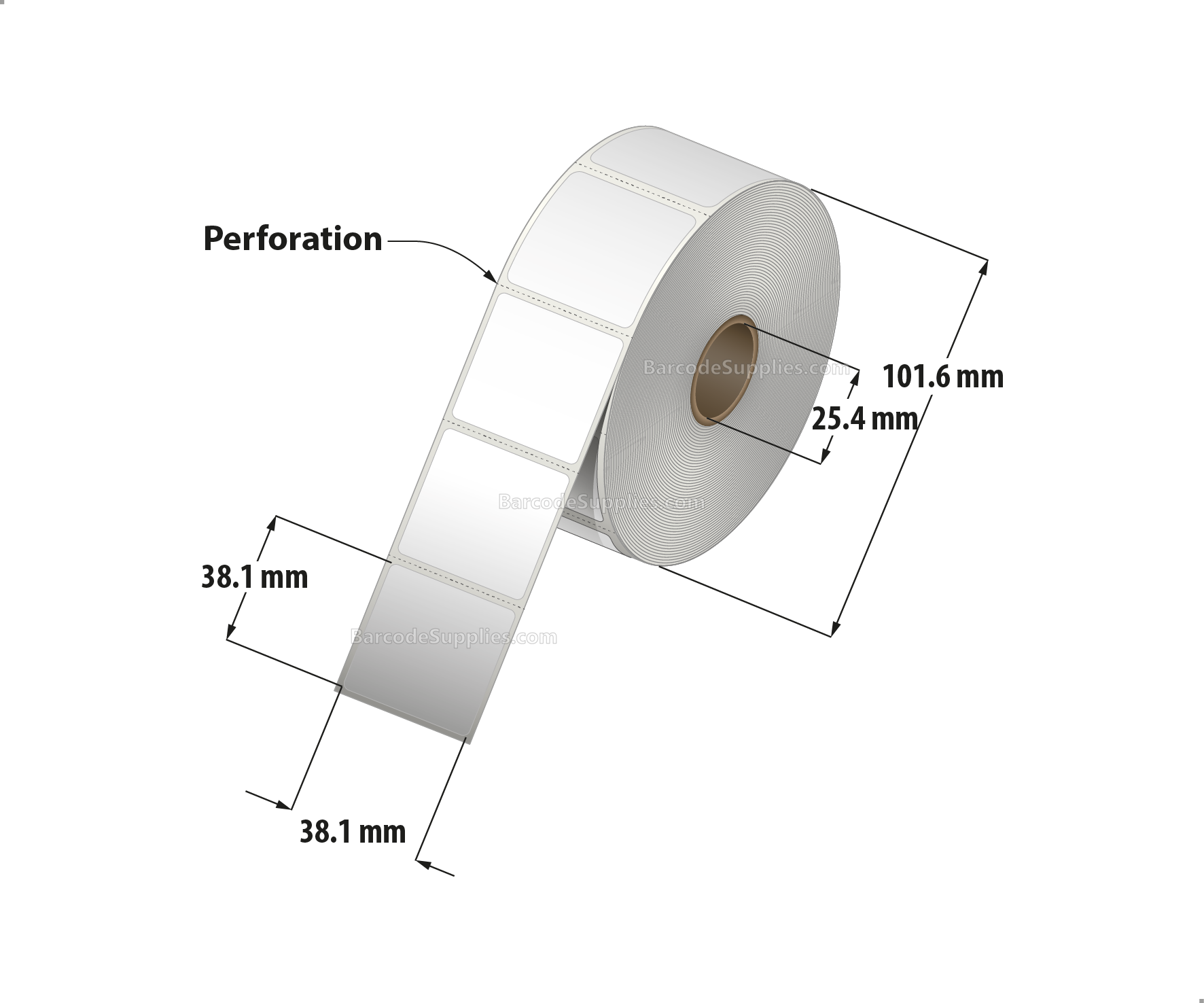 1.5 x 1.5 Direct Thermal White Labels With Acrylic Adhesive - Perforated - 960 Labels Per Roll - Carton Of 12 Rolls - 11520 Labels Total - MPN: RD-15-15-960-1