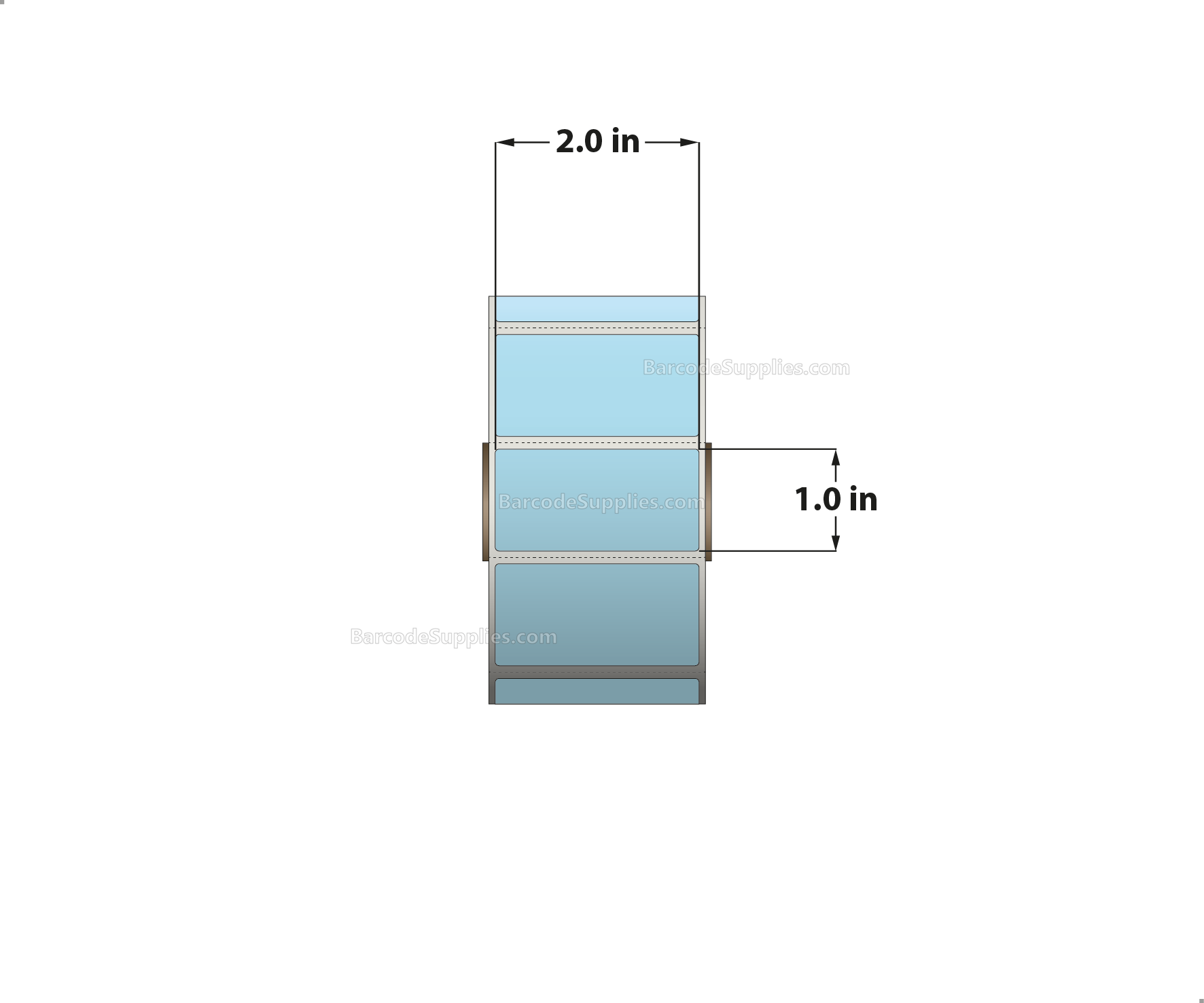 2 x 1 Direct Thermal Blue Labels With Acrylic Adhesive - Perforated - 1375 Labels Per Roll - Carton Of 12 Rolls - 16500 Labels Total - MPN: RD-2-1-1375-BL