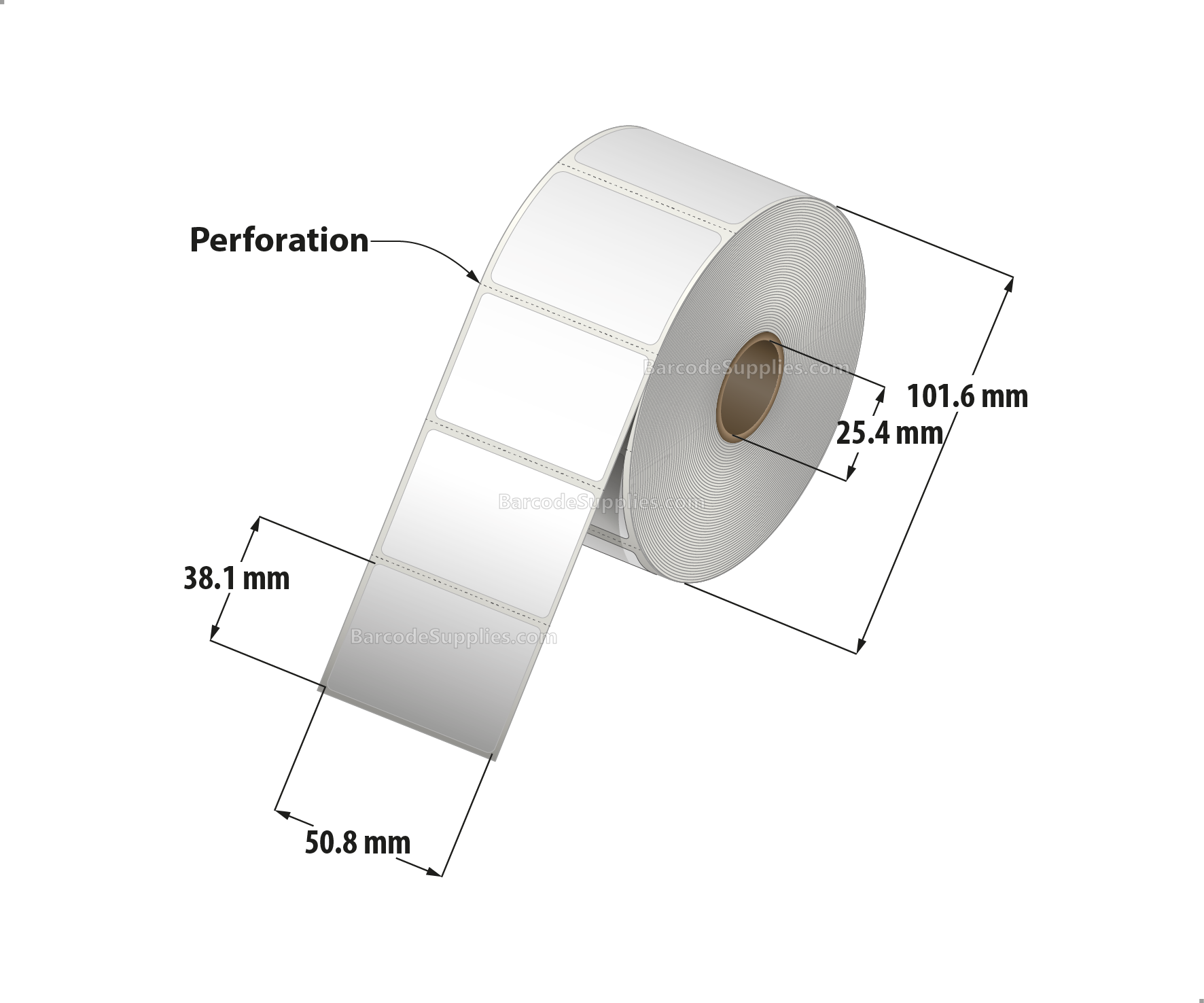 2 x 1.5 Direct Thermal White Labels With Acrylic Adhesive - Perforated - 960 Labels Per Roll - Carton Of 12 Rolls - 11520 Labels Total - MPN: RD-2-15-960-1