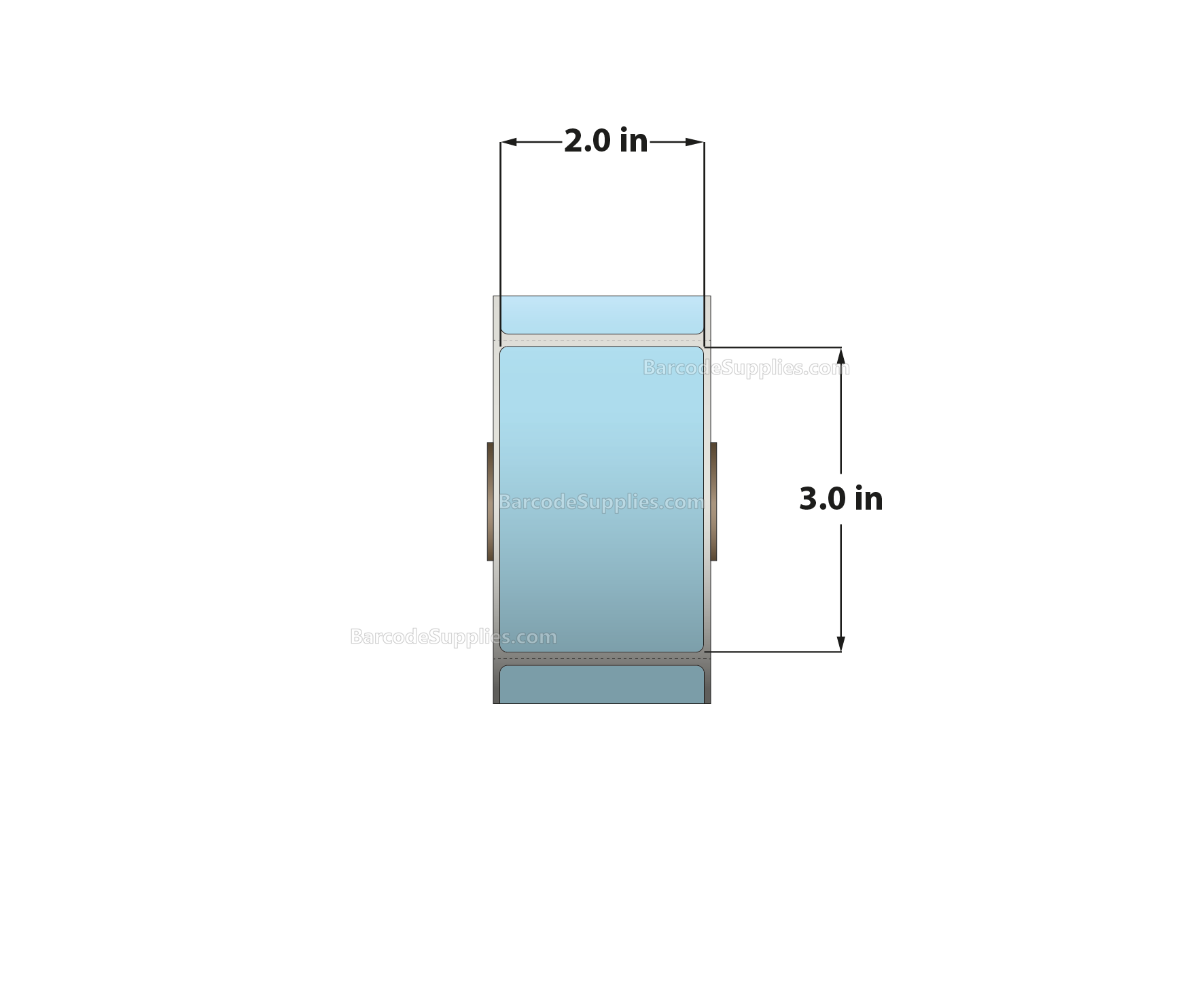 2 x 3 Direct Thermal Blue Labels With Acrylic Adhesive - Perforated - 500 Labels Per Roll - Carton Of 12 Rolls - 6000 Labels Total - MPN: RD-2-3-500-BL