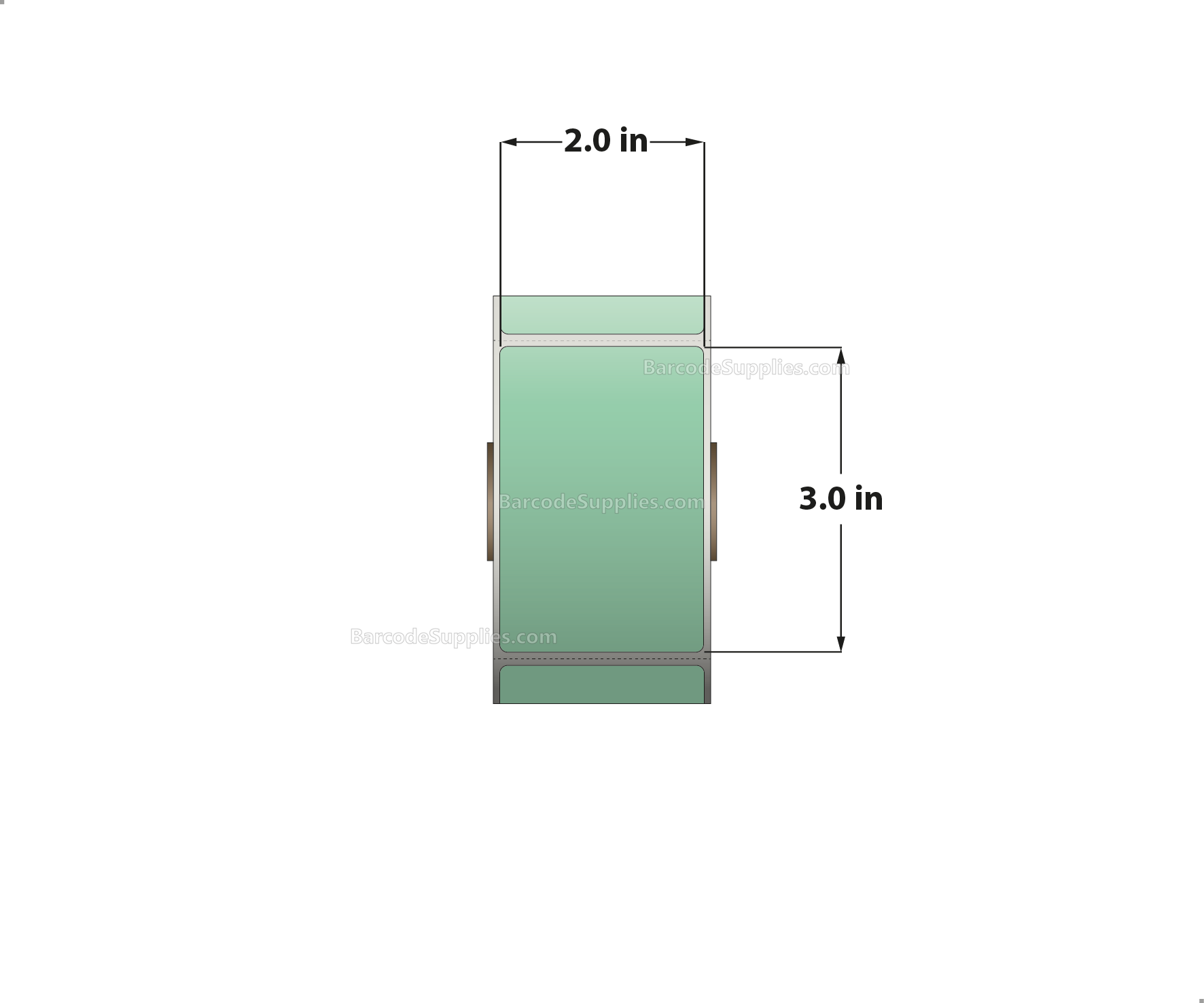 2 x 3 Direct Thermal Green Labels With Acrylic Adhesive - Perforated - 500 Labels Per Roll - Carton Of 12 Rolls - 6000 Labels Total - MPN: RD-2-3-500-GR