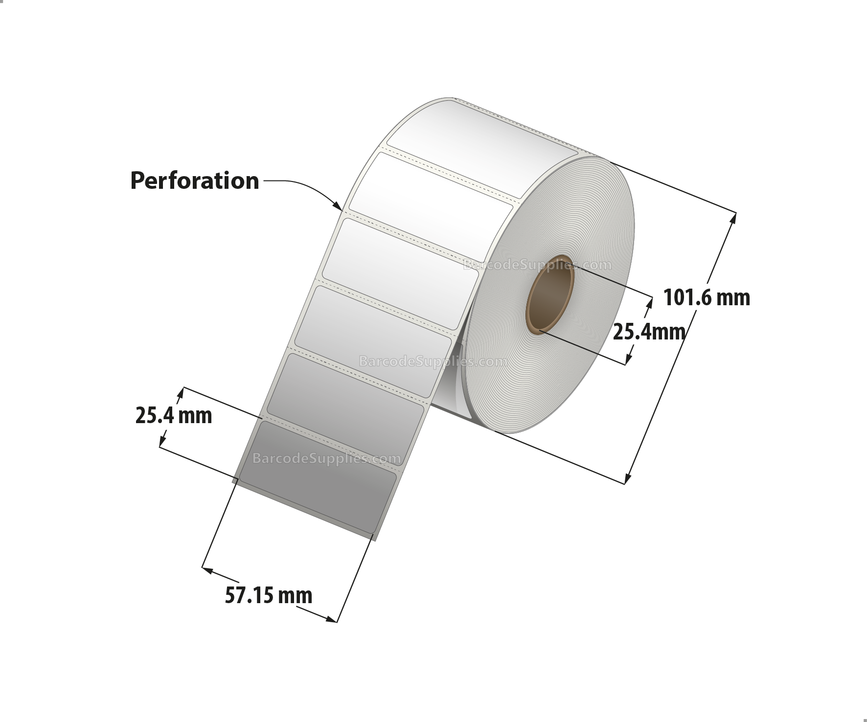 2.25 x 1 Direct Thermal White Labels With Acrylic Adhesive - Perforated - 1375 Labels Per Roll - Carton Of 12 Rolls - 16500 Labels Total - MPN: RD-225-1-1375-1