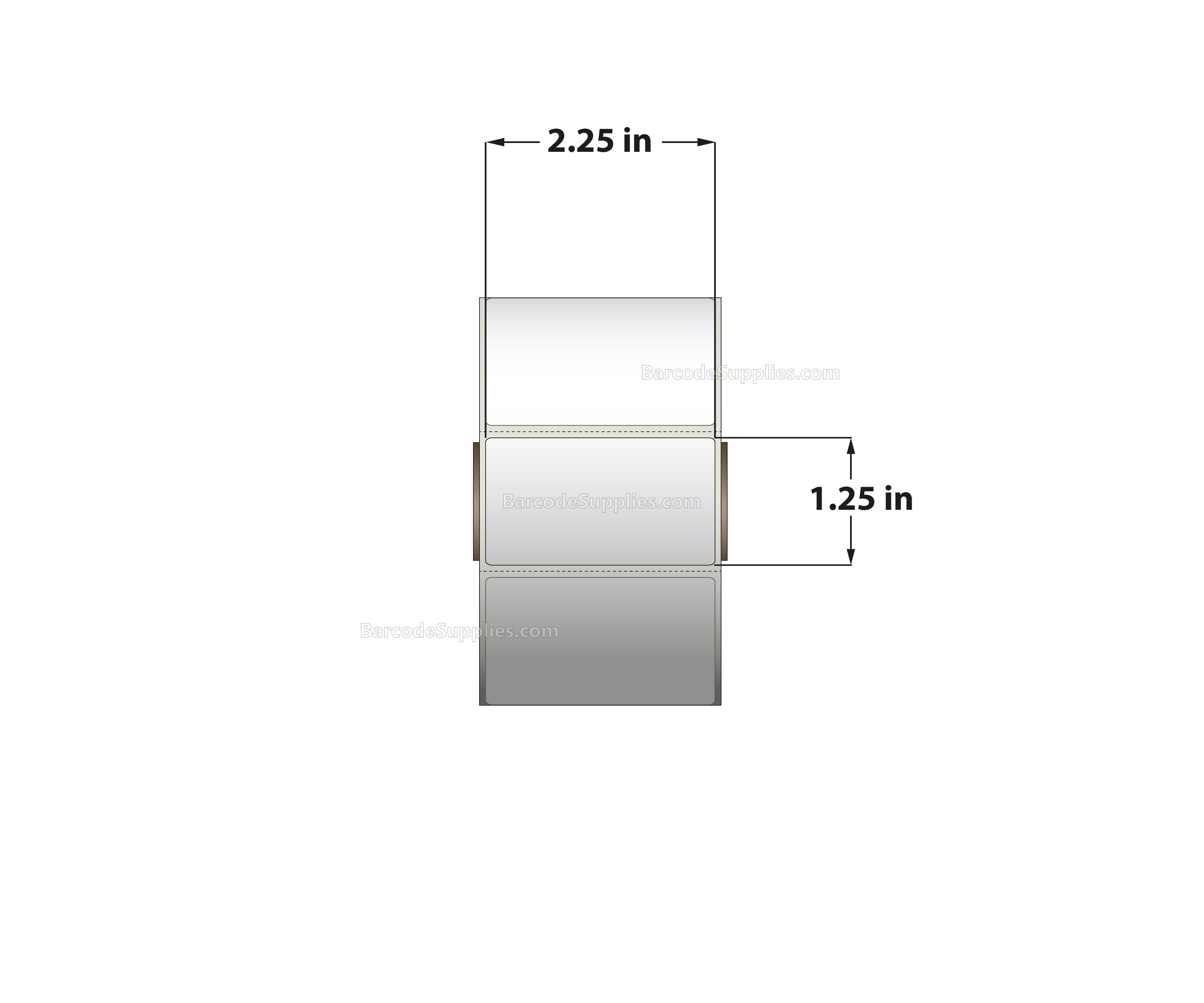 2.25 x 1.25 Thermal Transfer White Labels With Removable Adhesive - Perforated - 1135 Labels Per Roll - Carton Of 12 Rolls - 13620 Labels Total - MPN: RE-225-125-1135-1 - BarcodeSource, Inc.