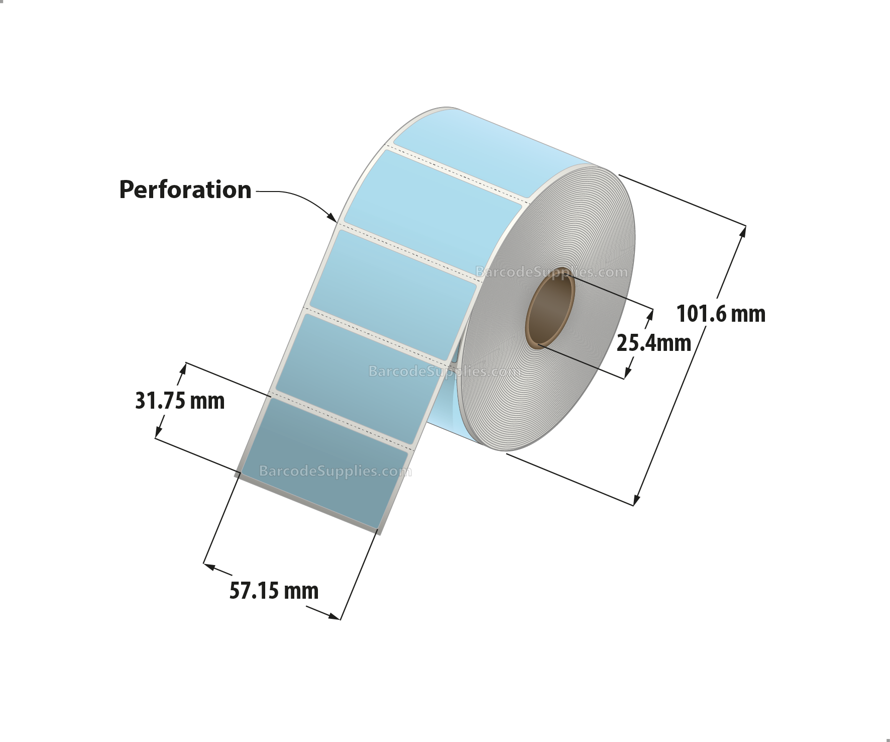 2.25 x 1.25 Direct Thermal Blue Labels With Acrylic Adhesive - Perforated - 1135 Labels Per Roll - Carton Of 12 Rolls - 13620 Labels Total - MPN: RD-225-125-1135-BL