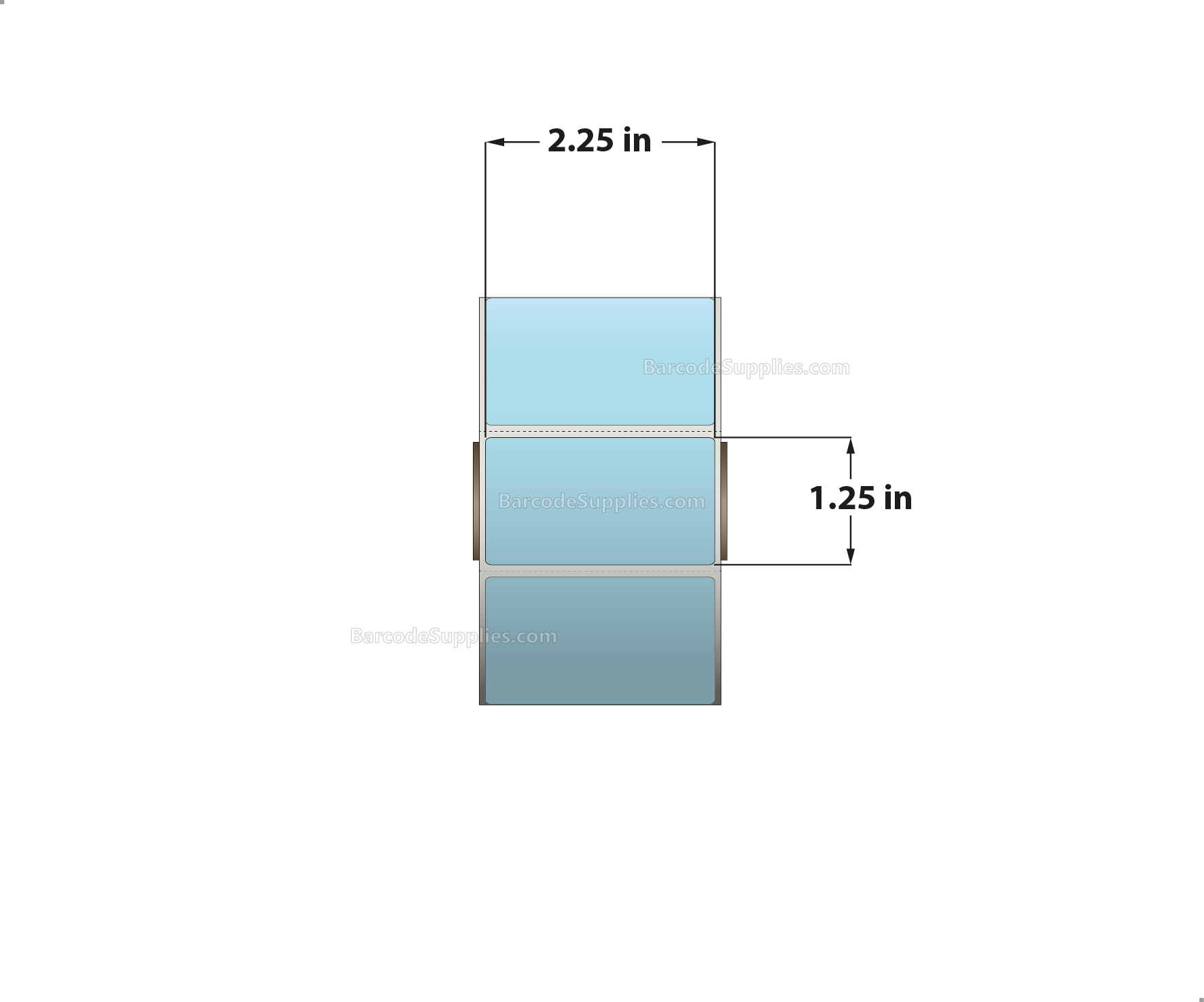 2.25 x 1.25 Direct Thermal Blue Labels With Acrylic Adhesive - Perforated - 1135 Labels Per Roll - Carton Of 12 Rolls - 13620 Labels Total - MPN: RD-225-125-1135-BL