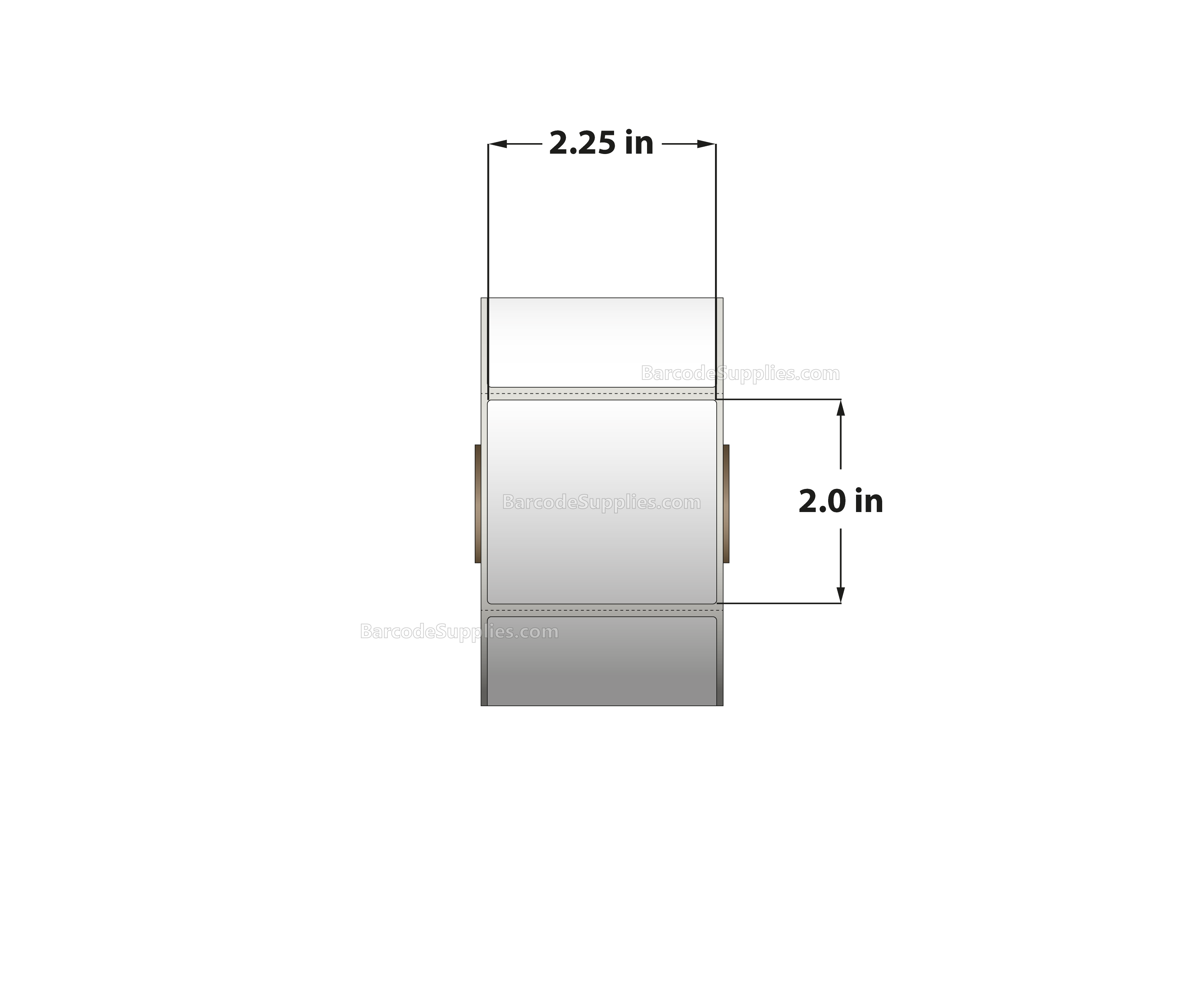 2.25 x 2 Thermal Transfer White Labels With Permanent Adhesive - Perforated - 735 Labels Per Roll - Carton Of 12 Rolls - 8820 Labels Total - MPN: RT-225-2-735-1 - BarcodeSource, Inc.