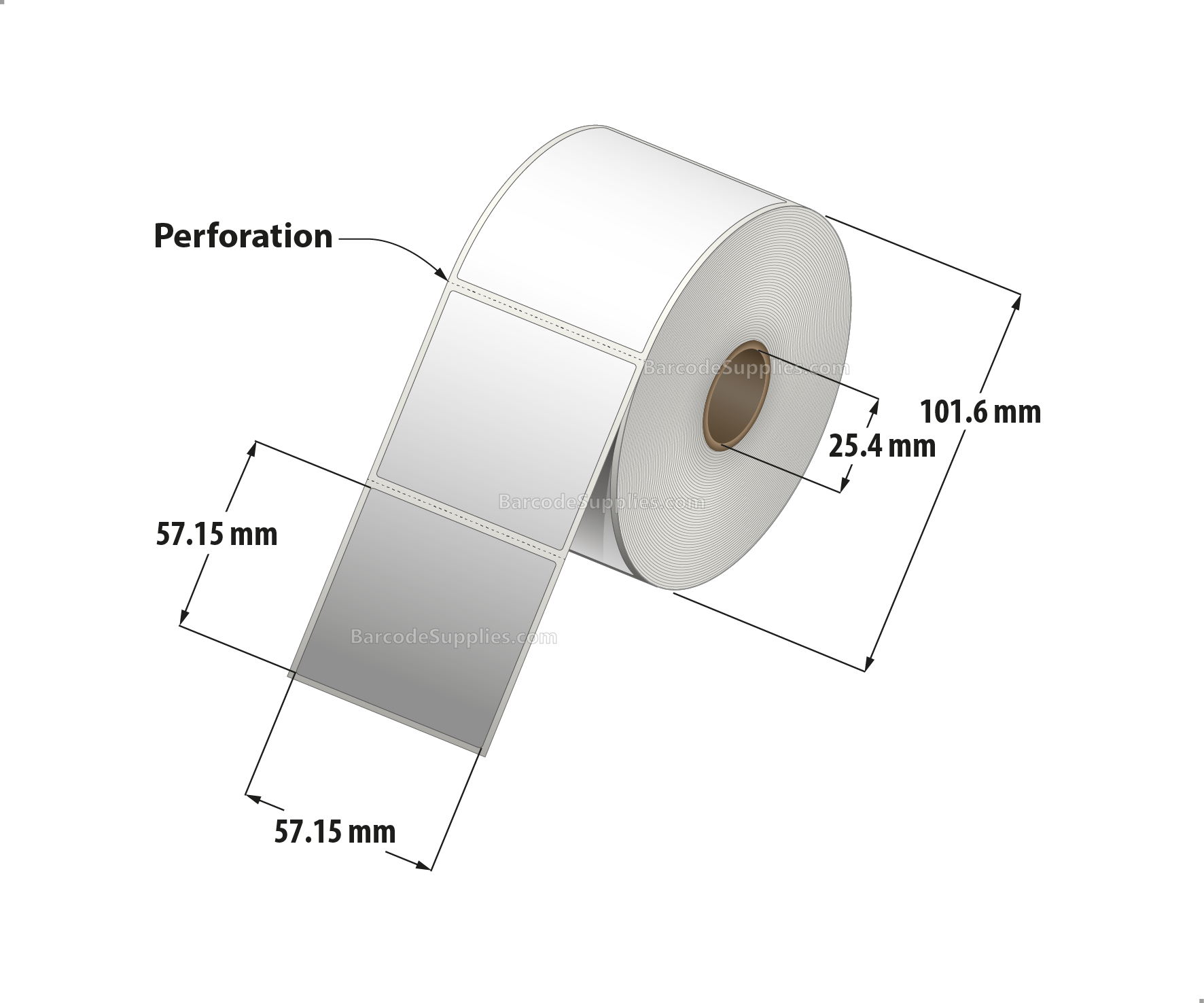 2.25 x 2.25 Thermal Transfer White Labels With Rubber Adhesive - Perforated - 700 Labels Per Roll - Carton Of 12 Rolls - 8400 Labels Total - MPN: RTT4-225225-1P