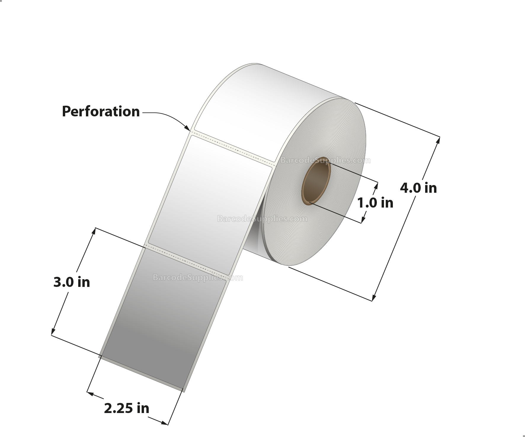 2.25 x 3 Direct Thermal White Labels With Rubber Adhesive - Perforated - 500 Labels Per Roll - Carton Of 12 Rolls - 6000 Labels Total - MPN: RDT4-225300-1P