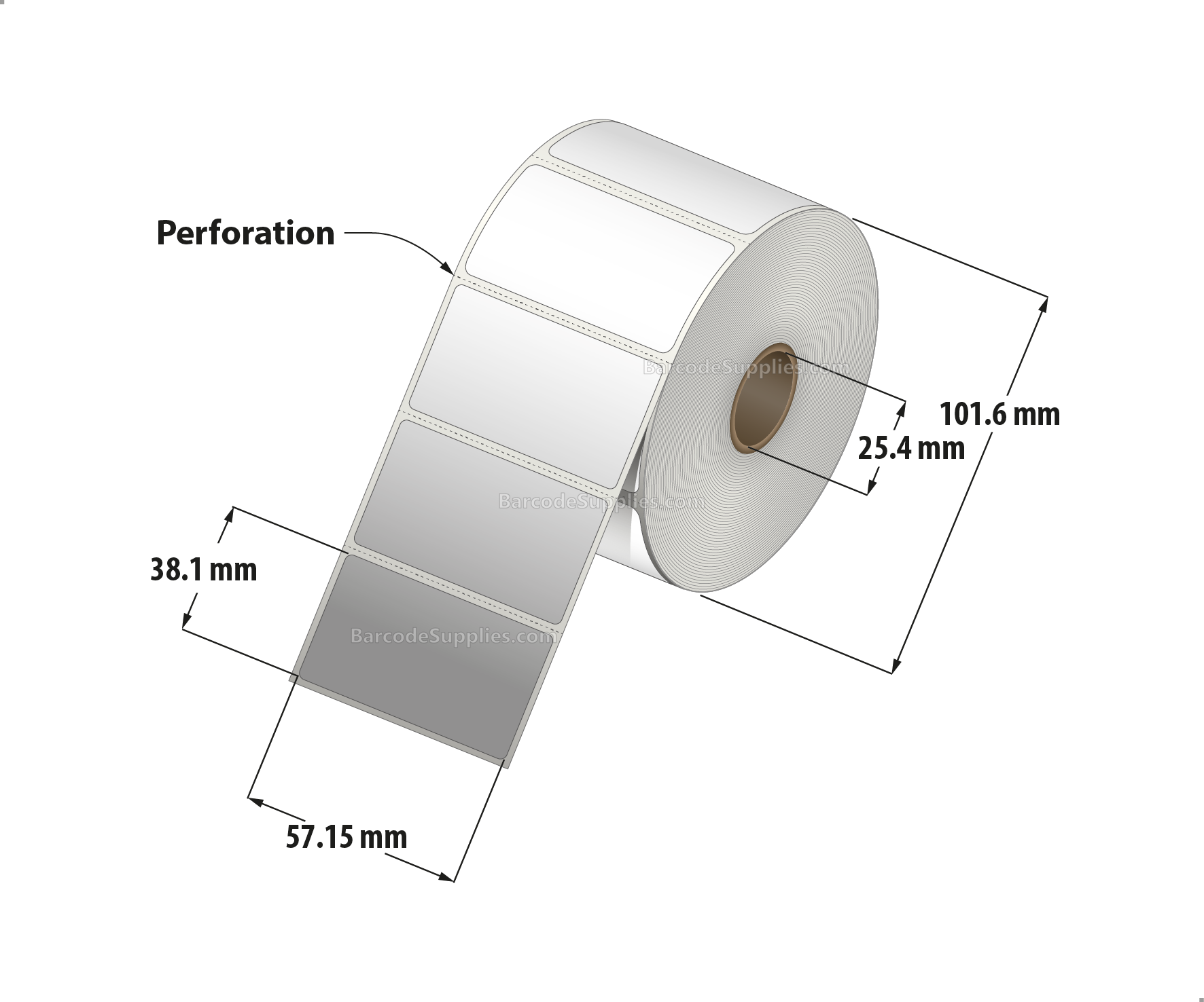 2.5 x 1.5 Direct Thermal White Labels With Acrylic Adhesive - Perforated - 960 Labels Per Roll - Carton Of 12 Rolls - 11520 Labels Total - MPN: RD-25-15-960-1