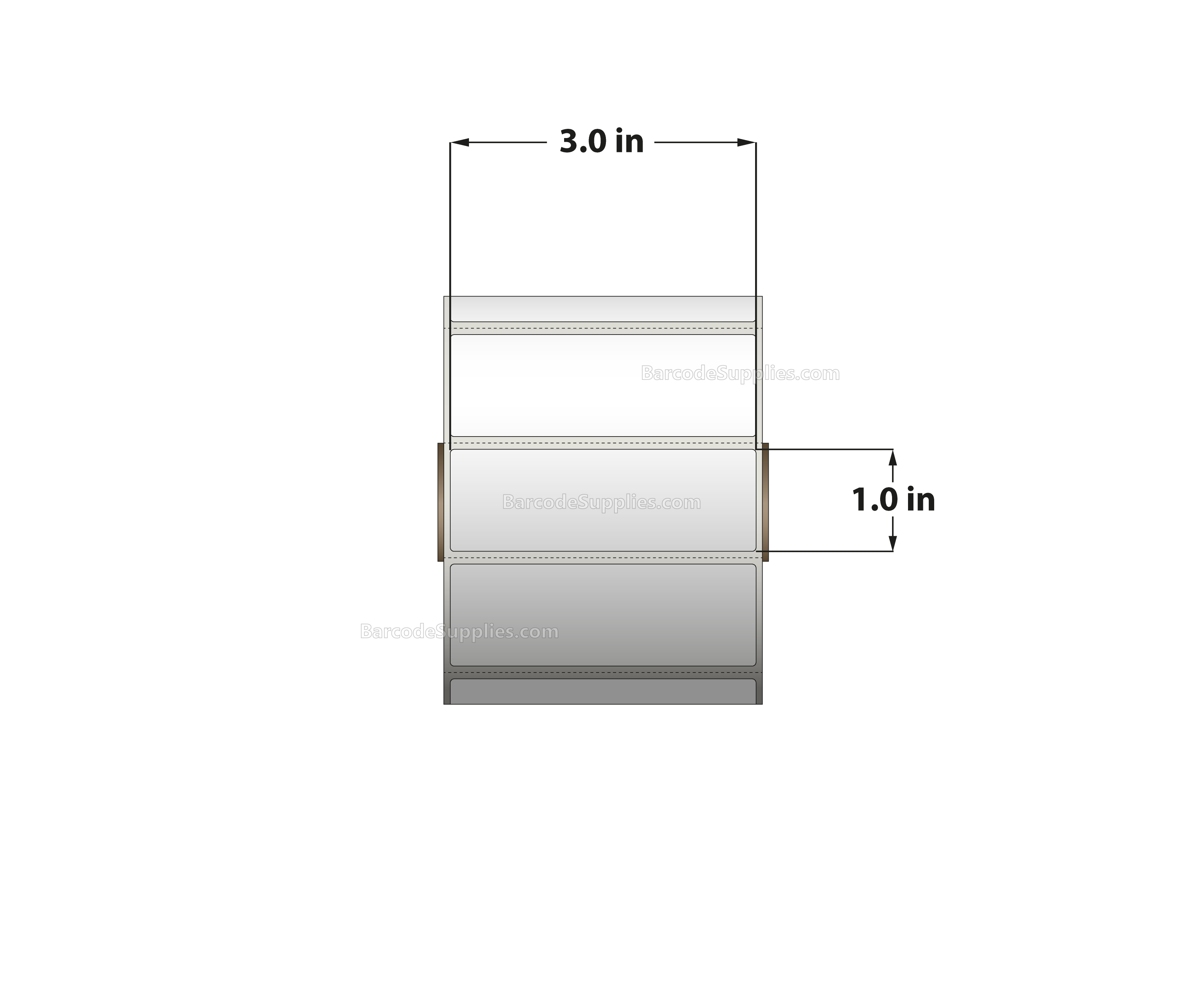 3 x 1 Thermal Transfer White Labels With Permanent Adhesive - Perforated - 1375 Labels Per Roll - Carton Of 12 Rolls - 16500 Labels Total - MPN: RT-3-1-1375-1 - BarcodeSource, Inc.