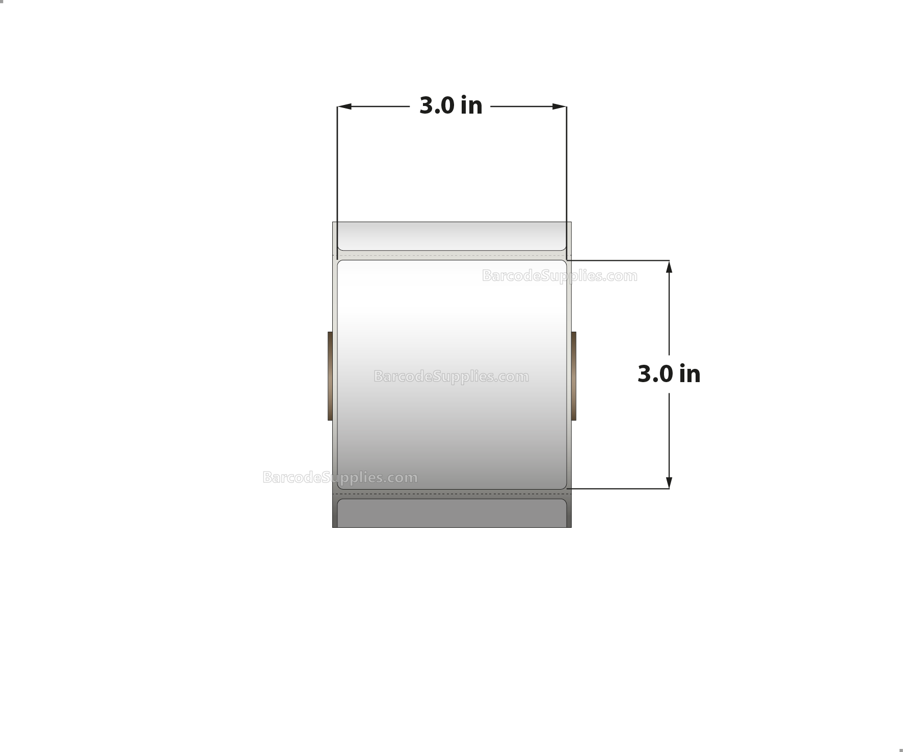 3 x 3 Thermal Transfer White Labels With Permanent Adhesive - Perforated - 500 Labels Per Roll - Carton Of 12 Rolls - 6000 Labels Total - MPN: RT-3-3-500-1