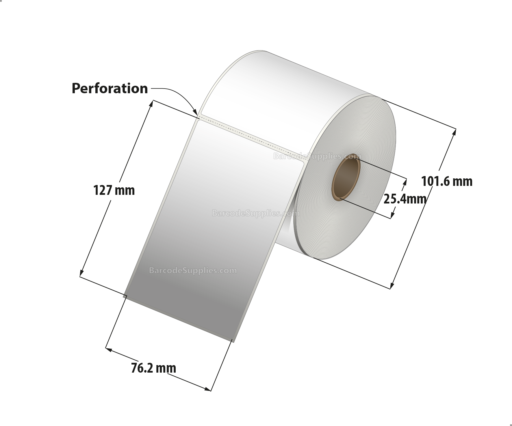 3 x 5 Direct Thermal White Labels With Acrylic Adhesive - Perforated - 300 Labels Per Roll - Carton Of 12 Rolls - 3600 Labels Total - MPN: RD-3-5-300-1