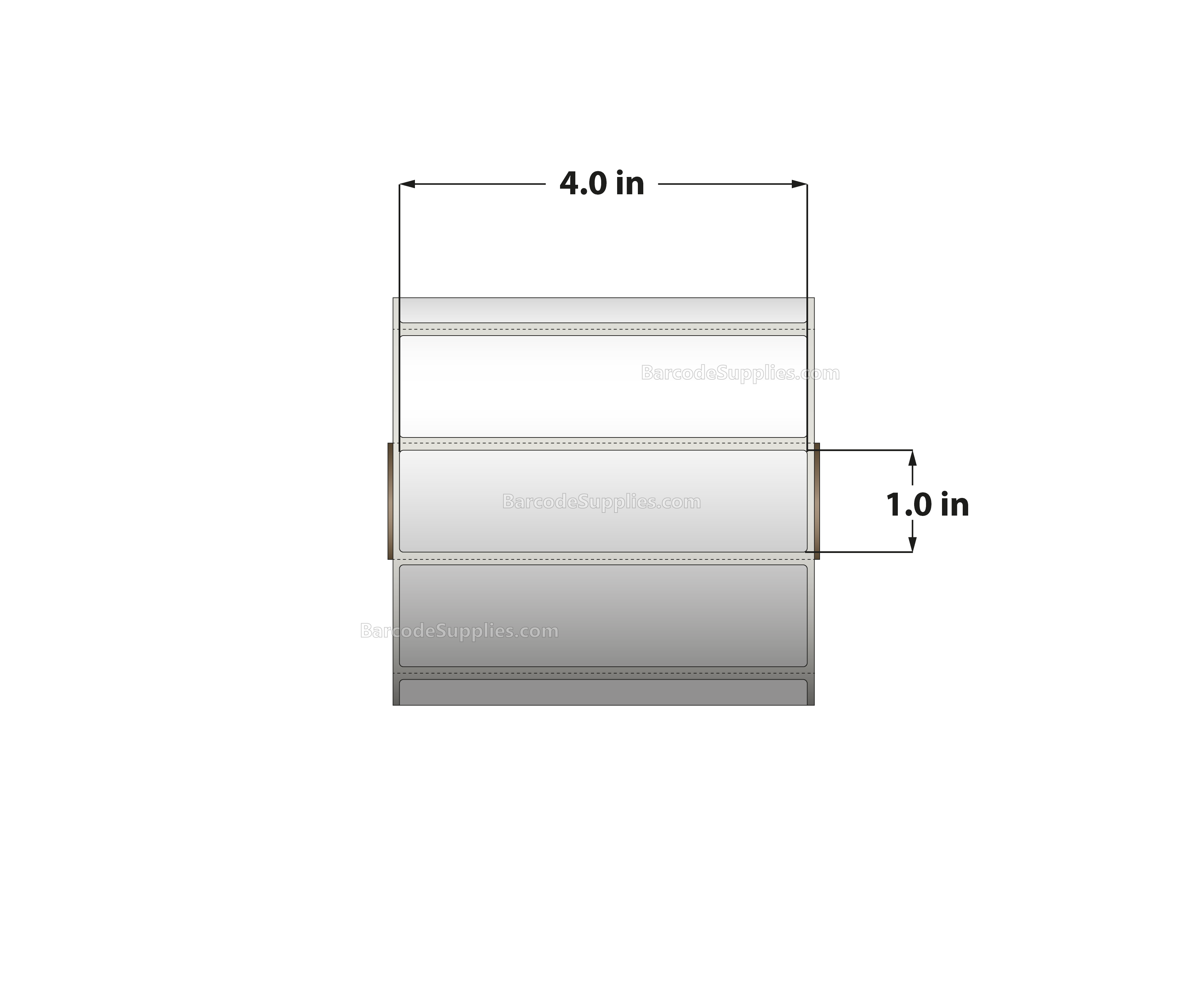 4 x 1 Thermal Transfer White Labels With Removable Adhesive - Perforated - 1375 Labels Per Roll - Carton Of 12 Rolls - 16500 Labels Total - MPN: RE-4-1-1375-1 - BarcodeSource, Inc.