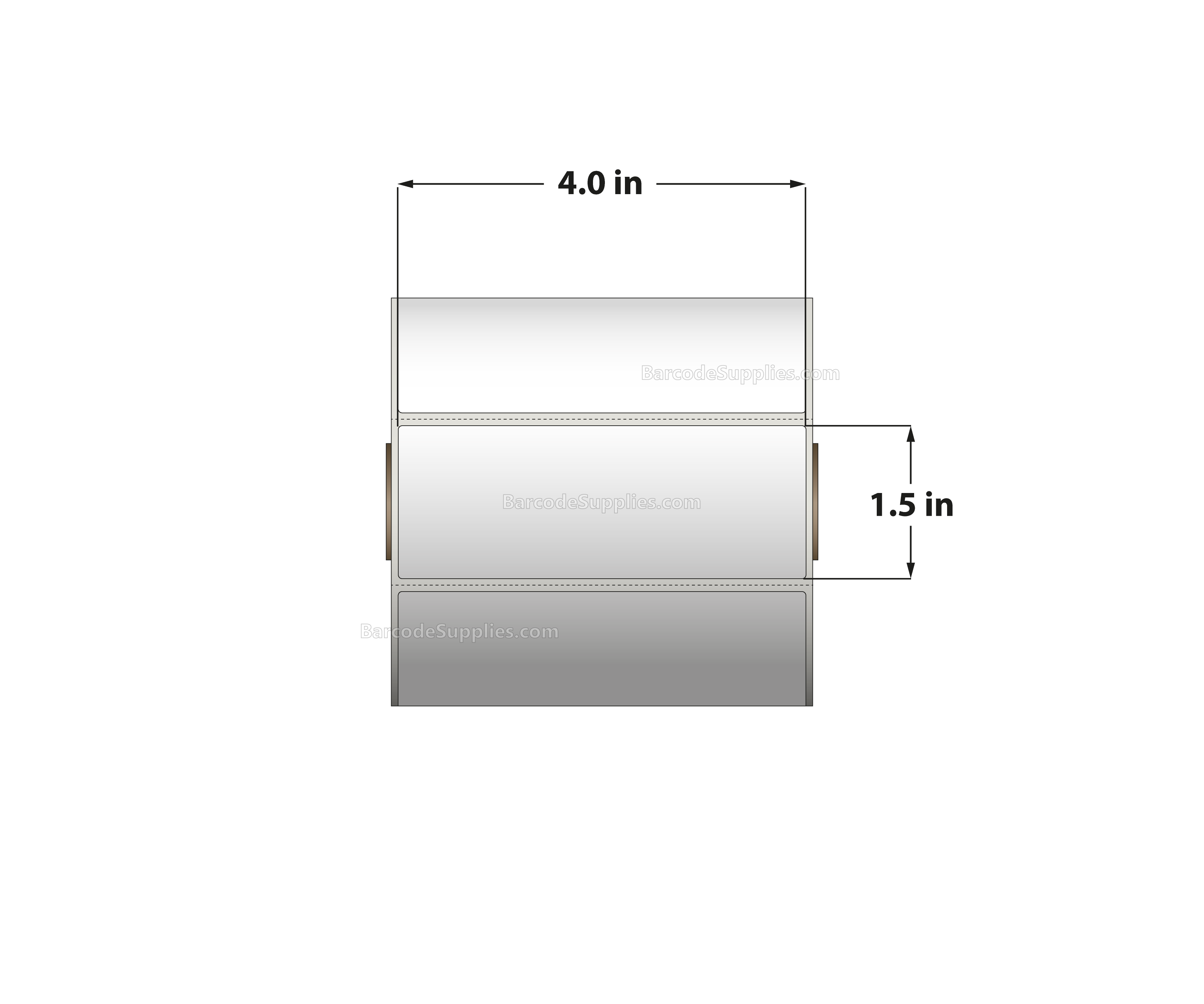 4 x 1.5 Thermal Transfer White Labels With Removable Adhesive - Perforated - 960 Labels Per Roll - Carton Of 12 Rolls - 11520 Labels Total - MPN: RE-4-15-960-1 - BarcodeSource, Inc.