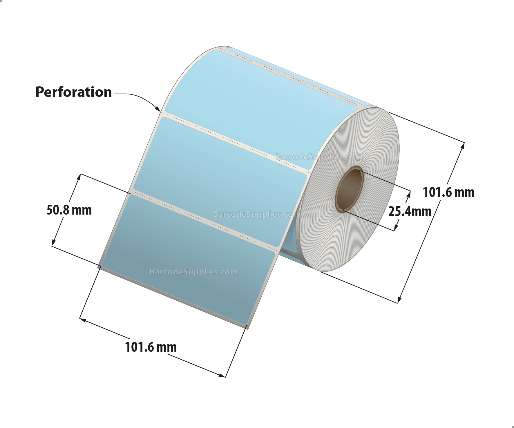 4 x 2 Direct Thermal Blue Labels With Acrylic Adhesive - Perforated - 735 Labels Per Roll - Carton Of 12 Rolls - 8820 Labels Total - MPN: RD-4-2-735-BL