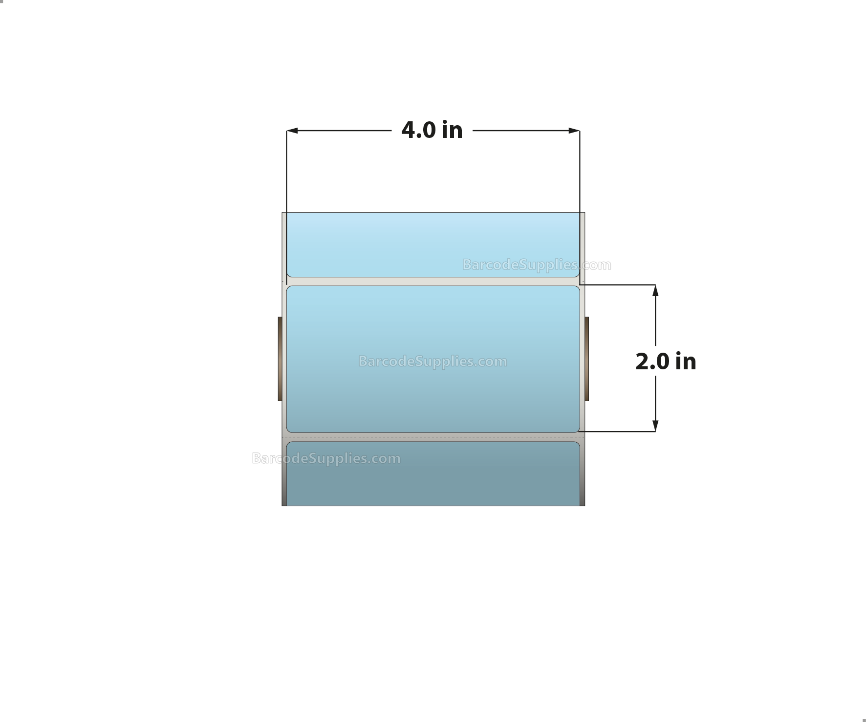 4 x 2 Direct Thermal Blue Labels With Acrylic Adhesive - Perforated - 735 Labels Per Roll - Carton Of 12 Rolls - 8820 Labels Total - MPN: RD-4-2-735-BL