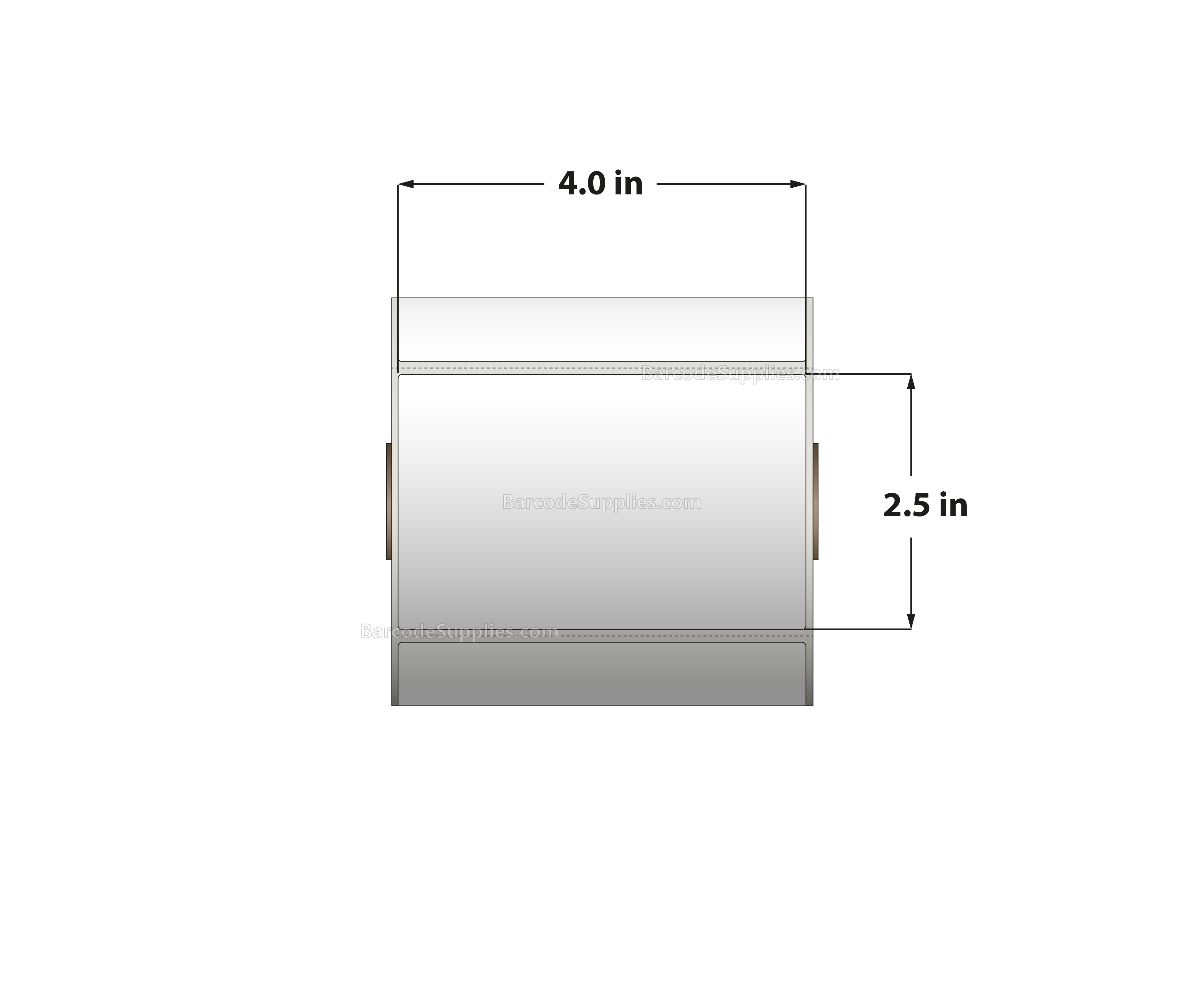 4 x 2.5 Direct Thermal White Labels With Acrylic Adhesive - Perforated - 595 Labels Per Roll - Carton Of 12 Rolls - 7140 Labels Total - MPN: RD-4-25-595-1 - BarcodeSource, Inc.