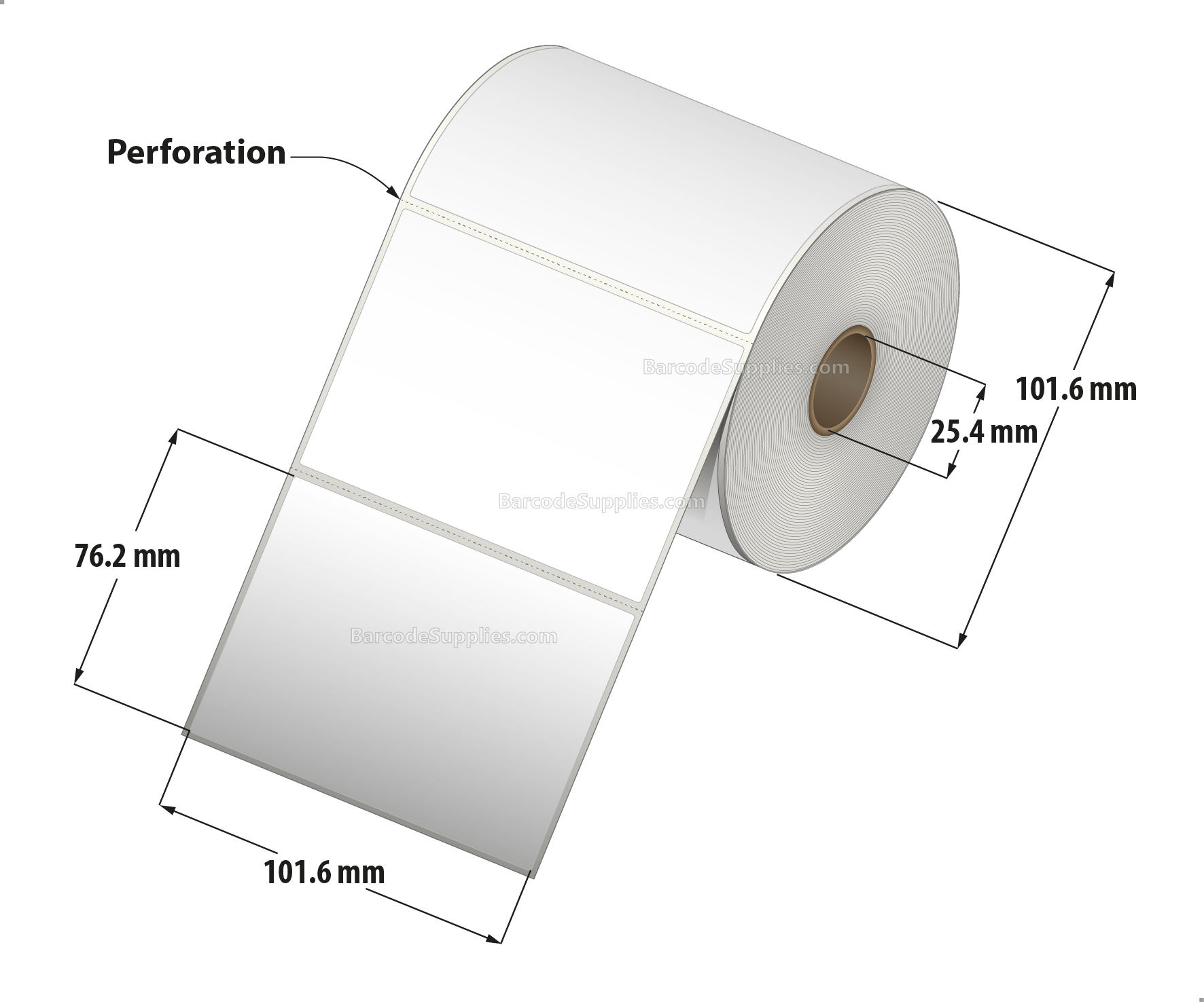 4 x 3 Direct Thermal White Labels With Rubber Adhesive - Perforated - 500 Labels Per Roll - Carton Of 12 Rolls - 6000 Labels Total - MPN: RDT4-400300-1P