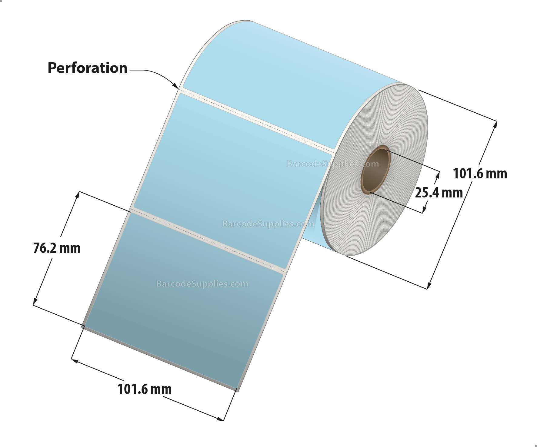 4 x 3 Direct Thermal Blue Labels With Acrylic Adhesive - Perforated - 500 Labels Per Roll - Carton Of 12 Rolls - 6000 Labels Total - MPN: RD-4-3-500-BL