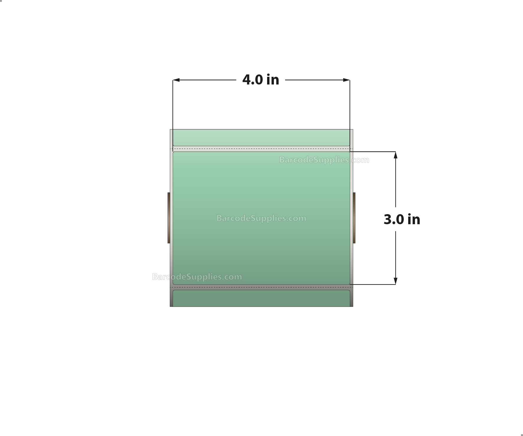 4 x 3 Direct Thermal Green Labels With Acrylic Adhesive - Perforated - 500 Labels Per Roll - Carton Of 12 Rolls - 6000 Labels Total - MPN: RD-4-3-500-GR