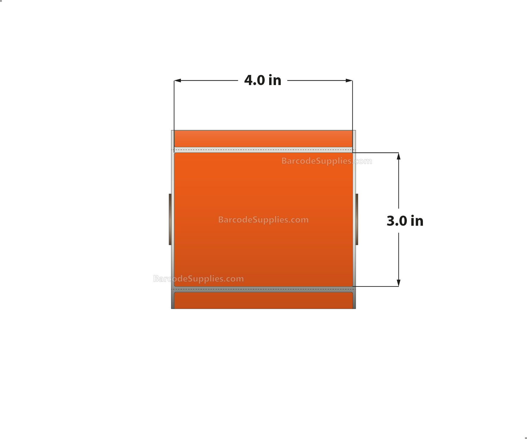 4 x 3 Direct Thermal Orange Labels With Acrylic Adhesive - Perforated - 500 Labels Per Roll - Carton Of 12 Rolls - 6000 Labels Total - MPN: RD-4-3-500-OR