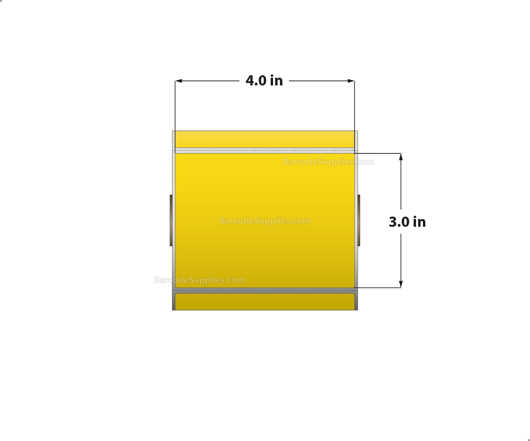 4 x 3 Direct Thermal Yellow Labels With Acrylic Adhesive - Perforated - 500 Labels Per Roll - Carton Of 12 Rolls - 6000 Labels Total - MPN: RD-4-3-500-YL