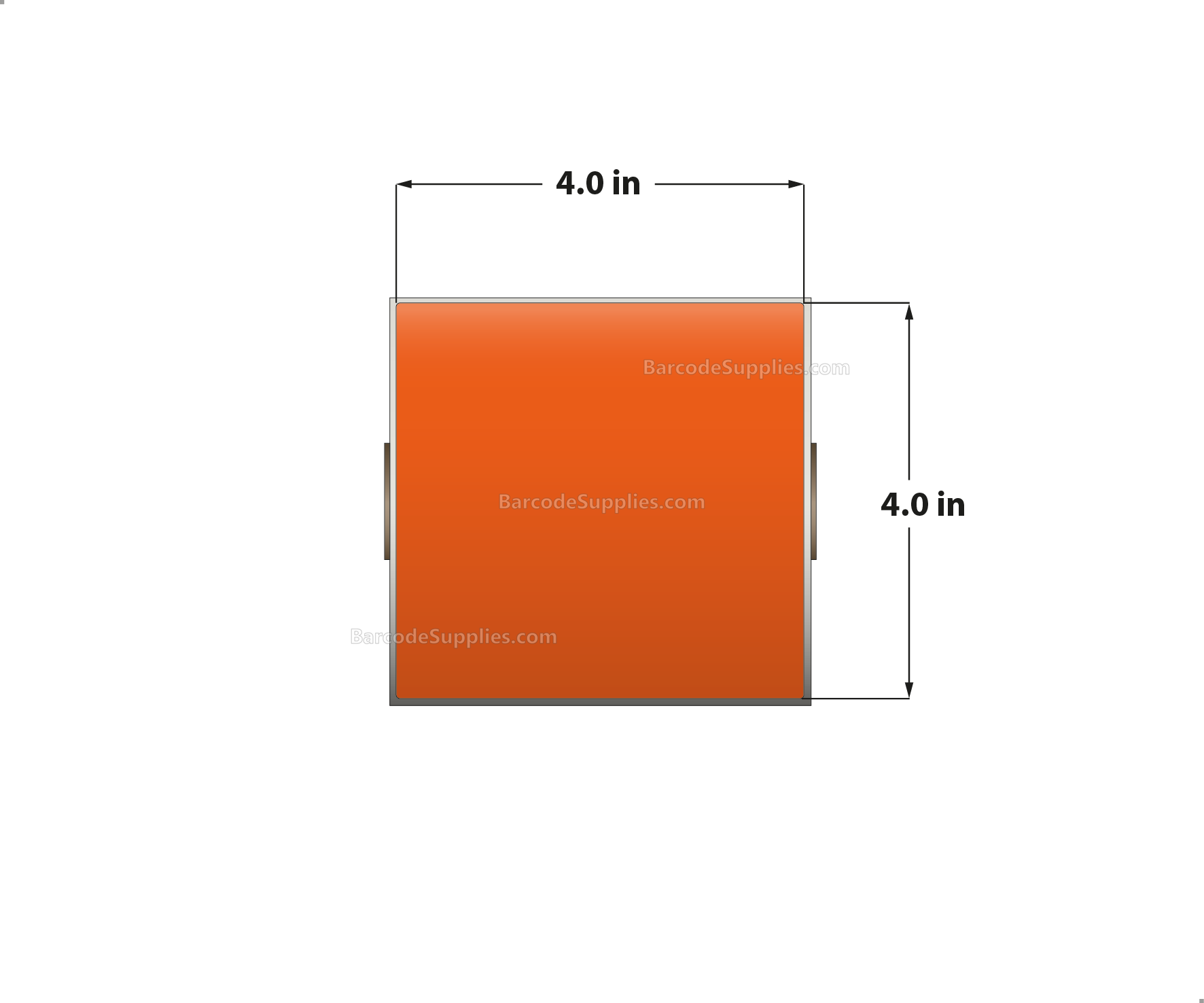 4 x 4 Direct Thermal Orange Labels With Acrylic Adhesive - Perforated - 380 Labels Per Roll - Carton Of 12 Rolls - 4560 Labels Total - MPN: RD-4-4-380-OR