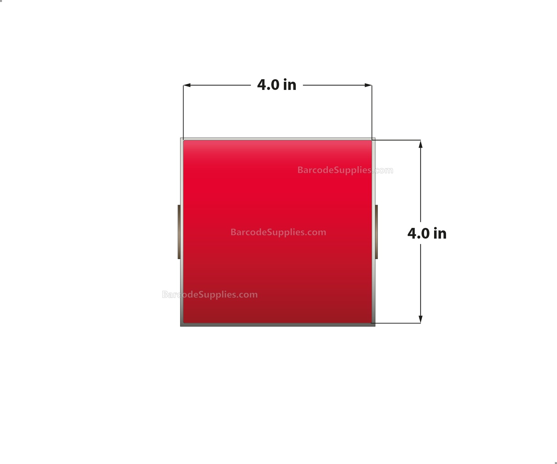 4 x 4 Direct Thermal Red Labels With Acrylic Adhesive - Perforated - 380 Labels Per Roll - Carton Of 12 Rolls - 4560 Labels Total - MPN: RD-4-4-380-RD