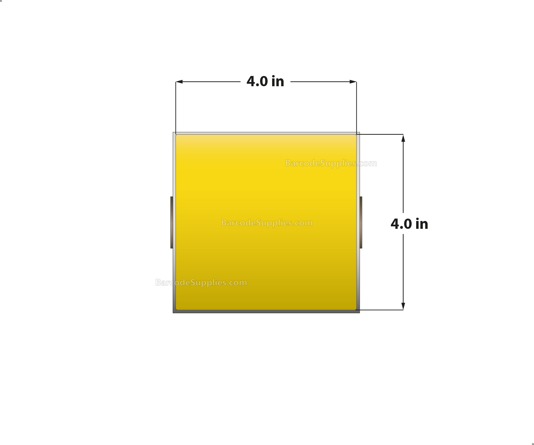 4 x 4 Direct Thermal Yellow Labels With Acrylic Adhesive - Perforated - 380 Labels Per Roll - Carton Of 12 Rolls - 4560 Labels Total - MPN: RD-4-4-380-YL