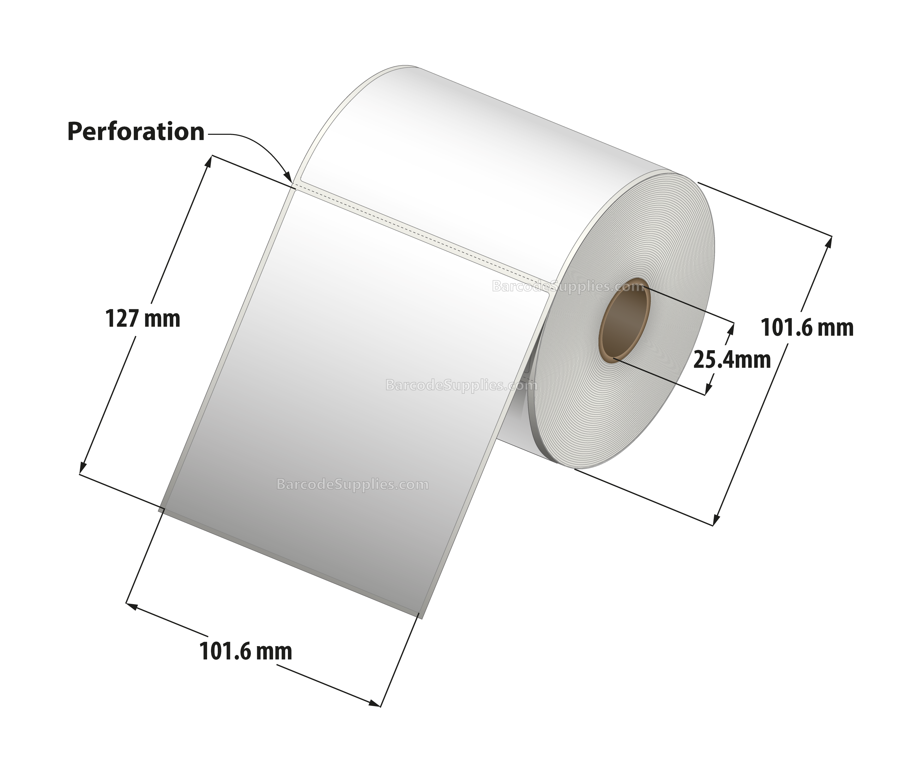 4 x 5 Direct Thermal White Labels With Acrylic Adhesive - Perforated - 350 Labels Per Roll - Carton Of 12 Rolls - 4200 Labels Total - MPN: RD-4-5-350-1 - BarcodeSource, Inc.