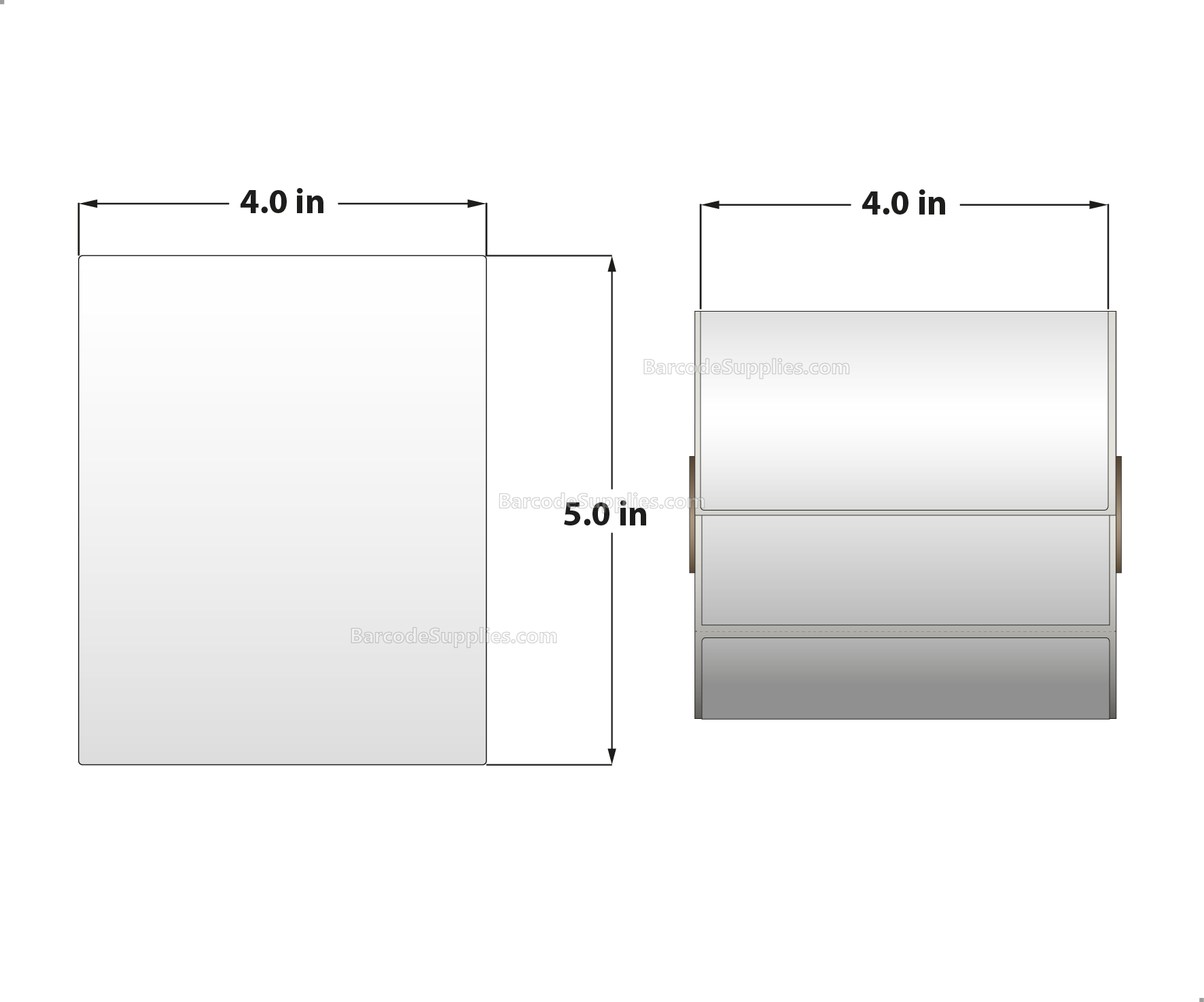 4 x 5 Direct Thermal White Labels With Rubber Adhesive - Perforated - 305 Labels Per Roll - Carton Of 12 Rolls - 3660 Labels Total - MPN: RDT4-400500-1P