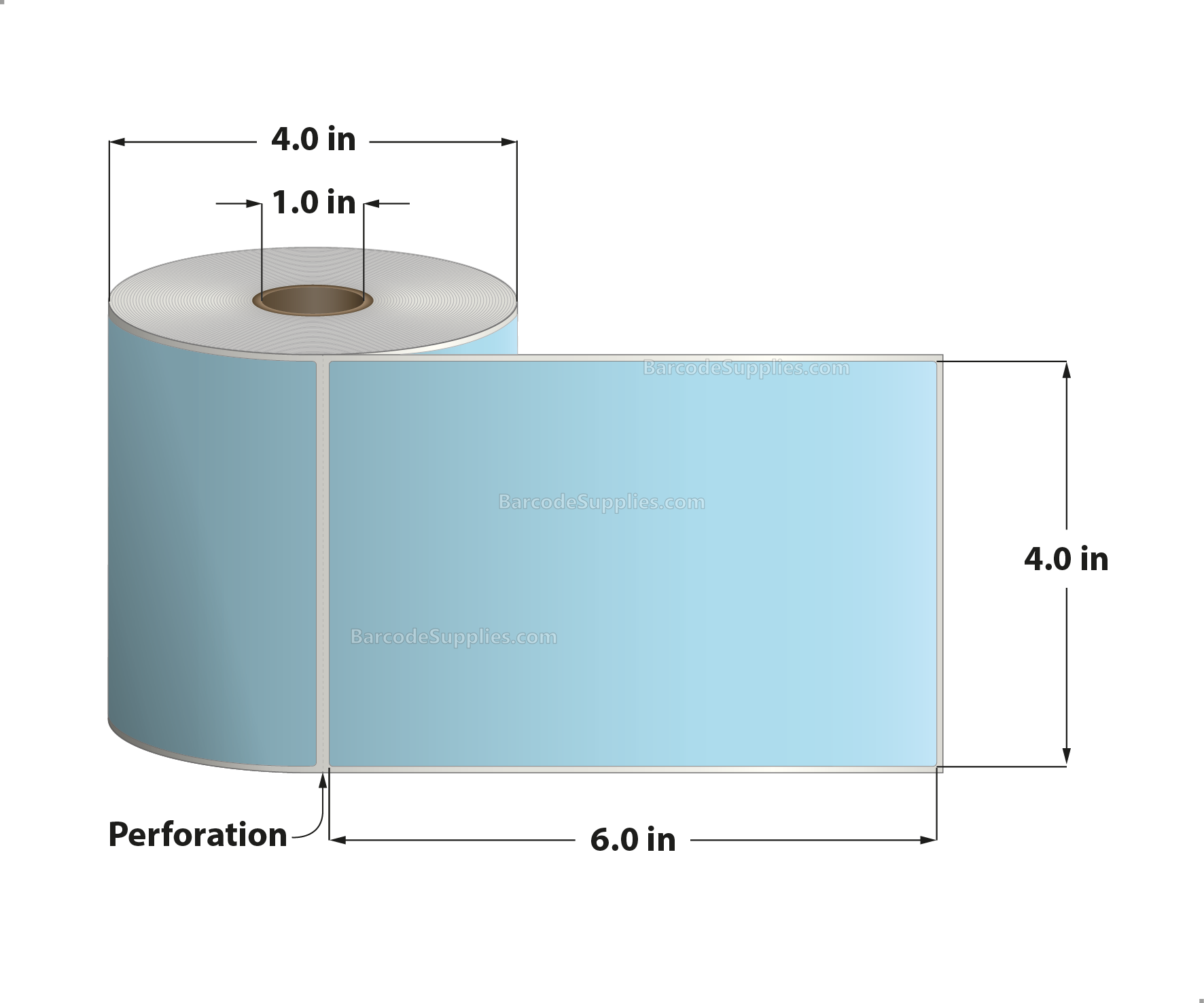 4 x 6 Direct Thermal Blue Labels With Acrylic Adhesive - Perforated - 250 Labels Per Roll - Carton Of 12 Rolls - 3000 Labels Total - MPN: RD-4-6-250-BL