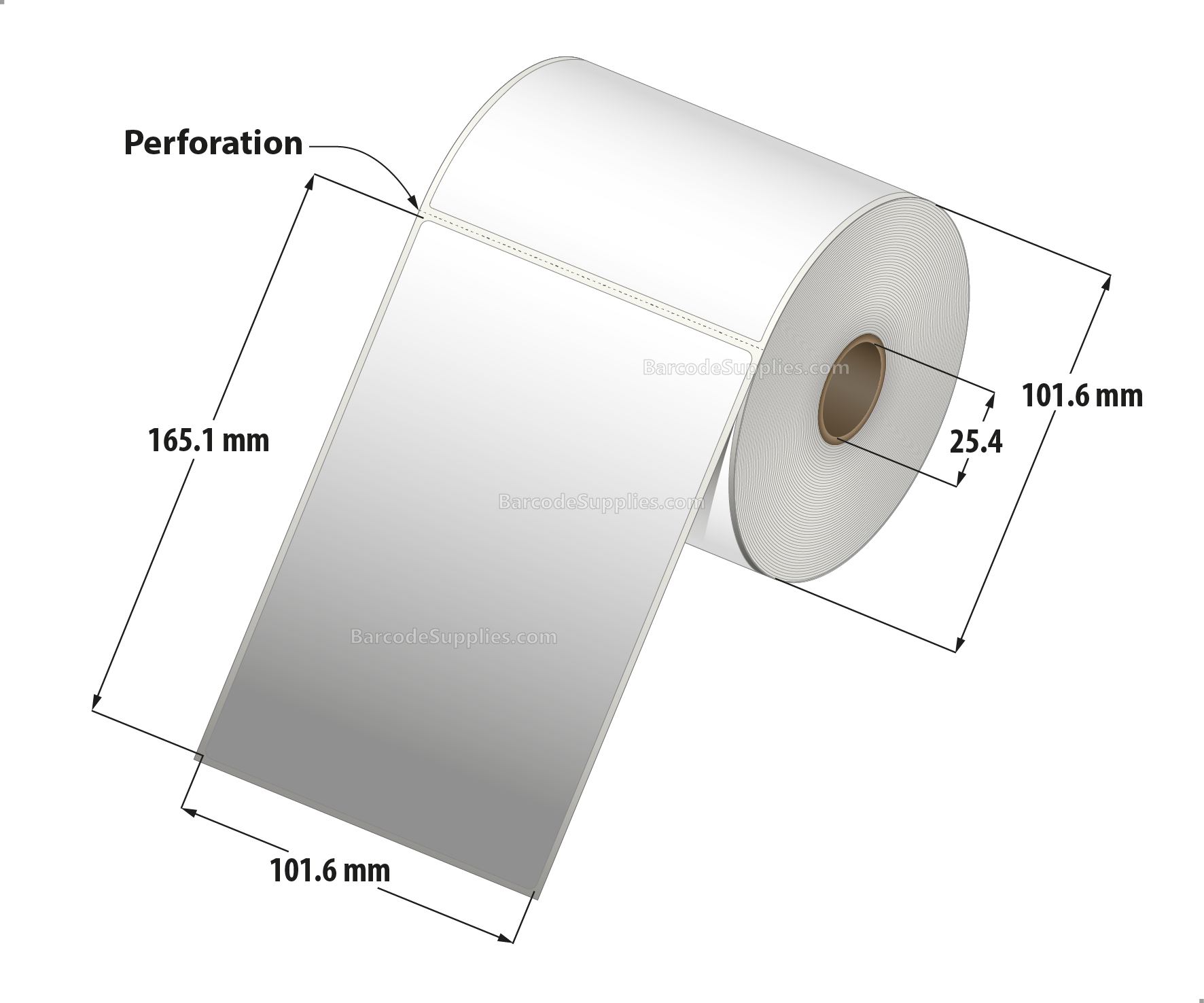 4 x 6.5 Thermal Transfer White Labels With Permanent Adhesive - Perforated - 230 Labels Per Roll - Carton Of 12 Rolls - 2760 Labels Total - MPN: RT-4-65-230-1