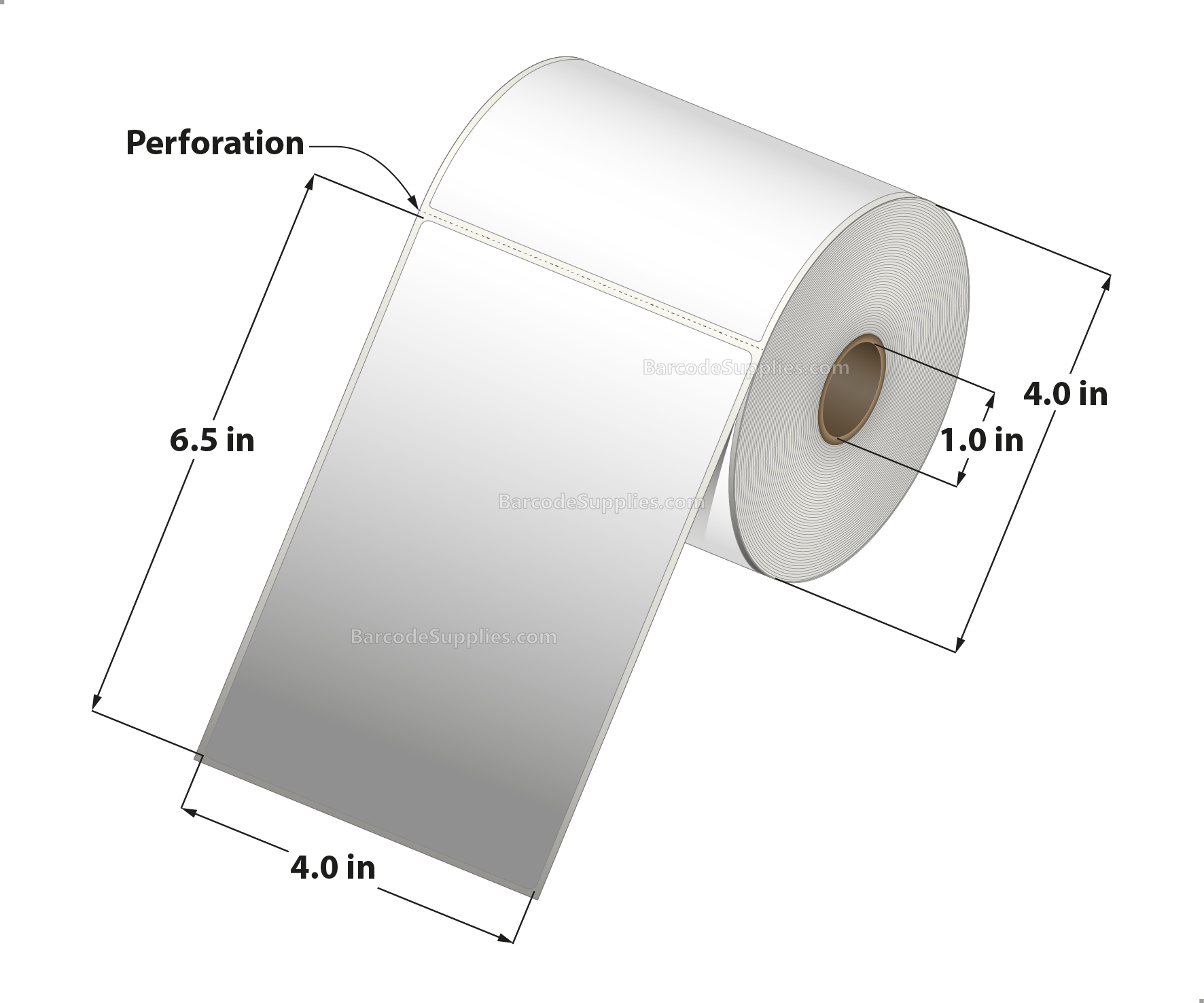 Products 4 x 6.5 Thermal Transfer White Labels With Rubber Adhesive - Perforated - 230 Labels Per Roll - Carton Of 12 Rolls - 2760 Labels Total - MPN: RTT4-400650-1P