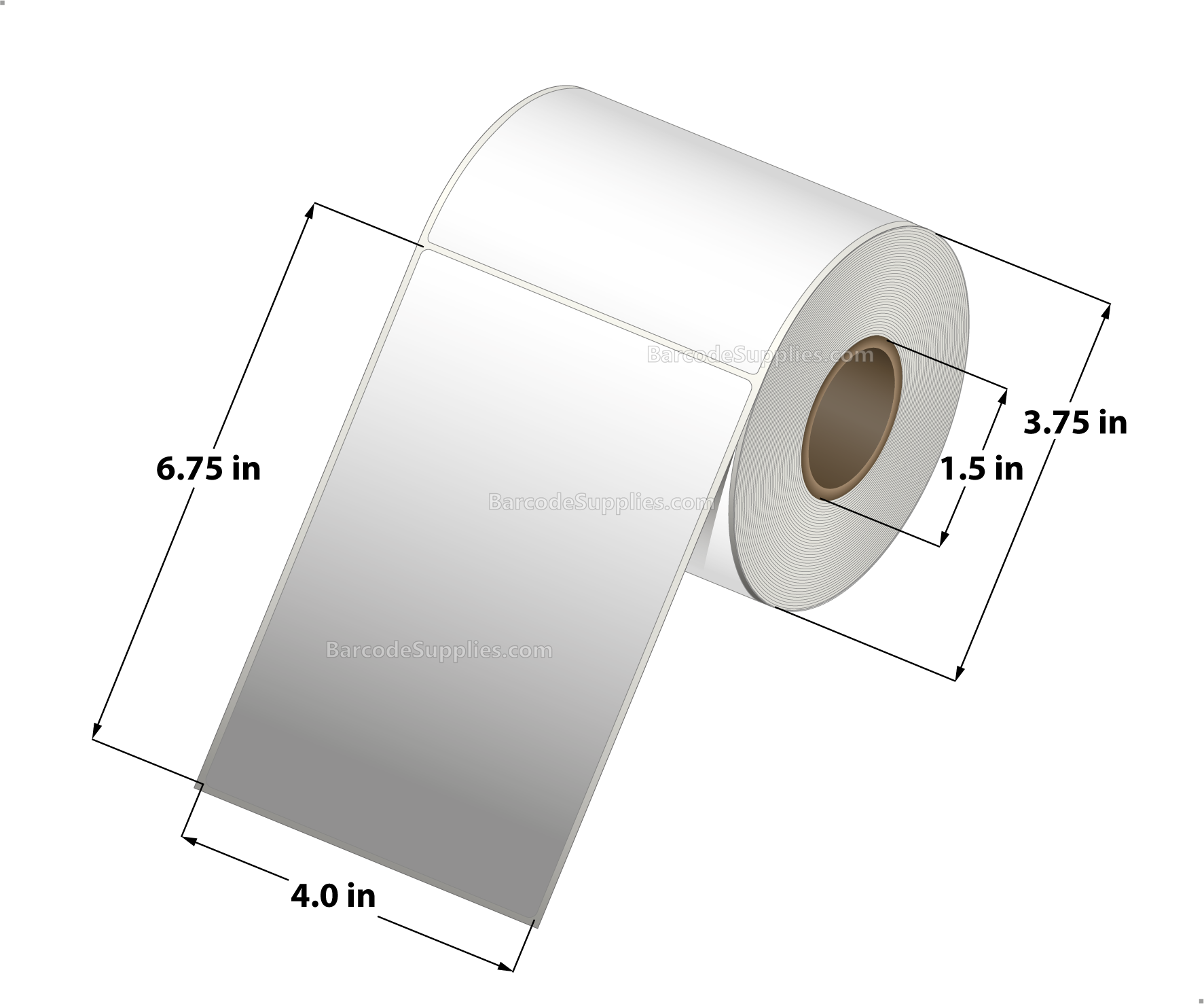 4 x 6.75 Direct Thermal White Labels With Acrylic Adhesive - No Perforation - 250 Labels Per Roll - Carton Of 12 Rolls - 3000 Labels Total - MPN: RPS-4-675-250-15-NP