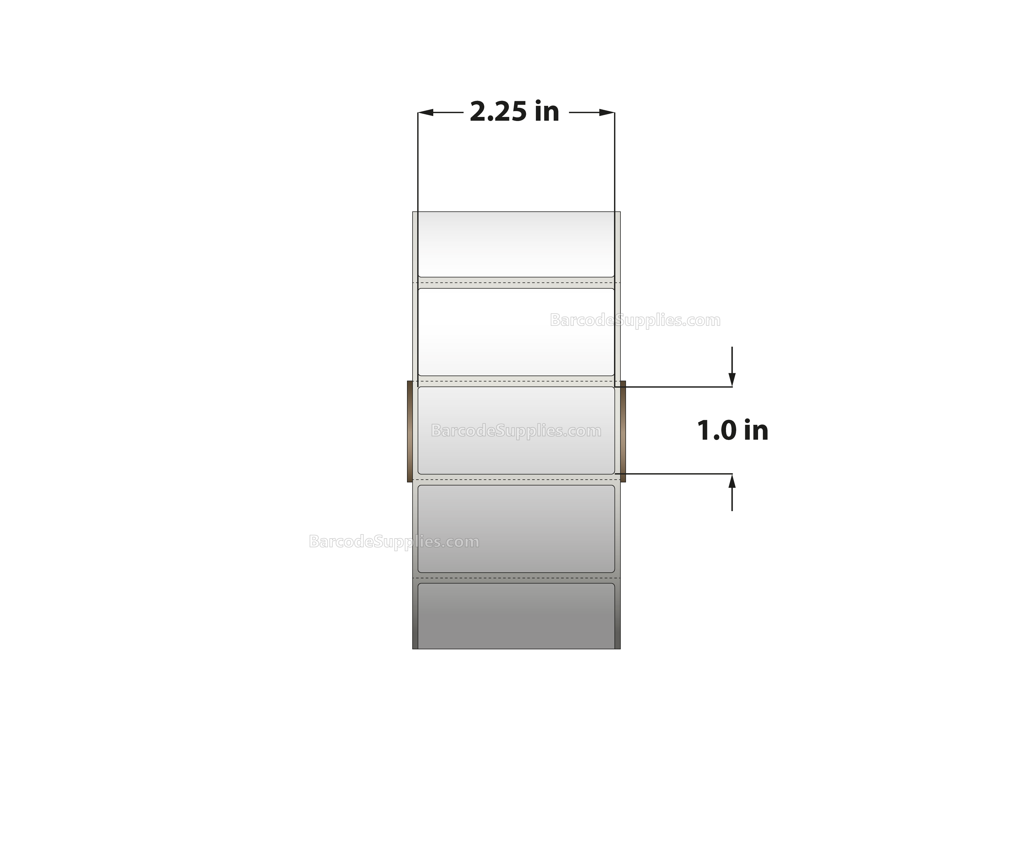 2.5 x 1 Direct Thermal White Labels With Acrylic Adhesive - Perforated - 2500 Labels Per Roll - Carton Of 12 Rolls - 30000 Labels Total - MPN: RD-25-1-2500-1 - BarcodeSource, Inc.